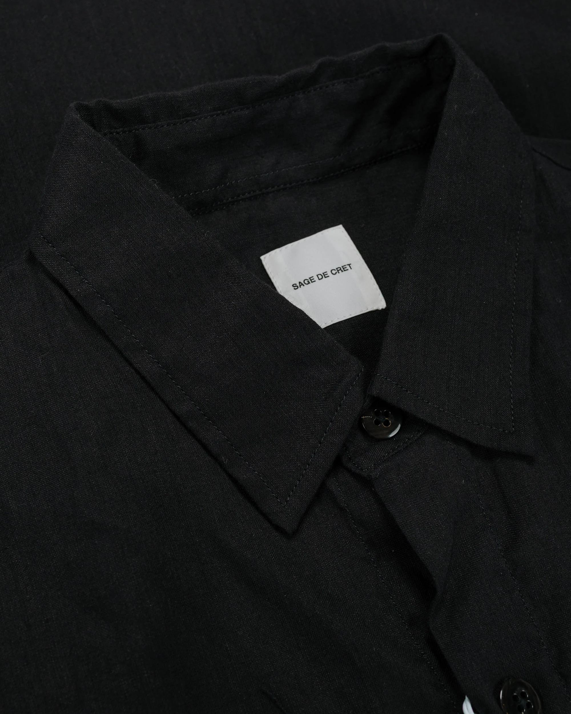 Sage de Cret LI/CO/WO Washed Lawn Cloth Work Shirt Jacket Black - Image 5