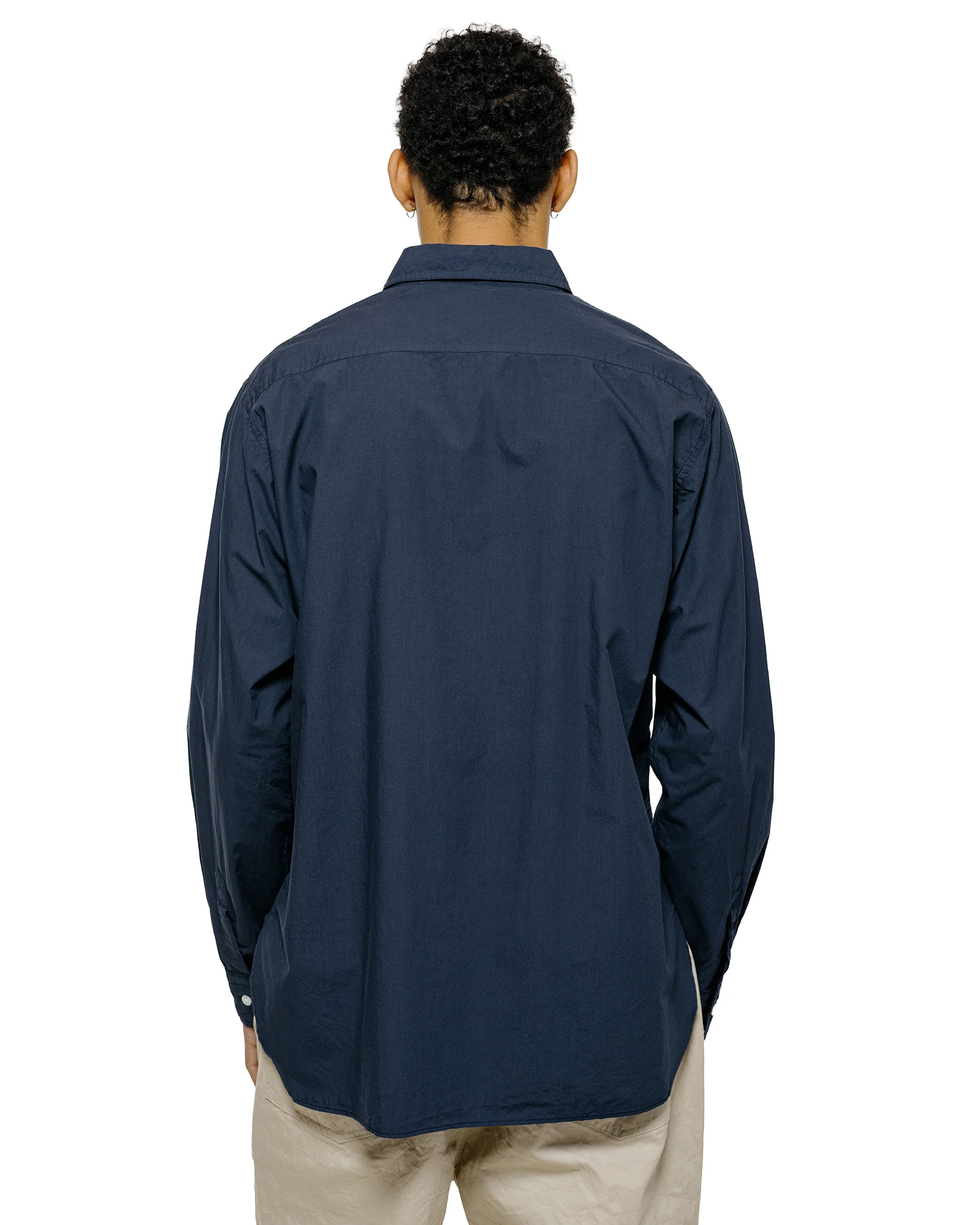 Sage de Cret Organic Cotton Bloadcloth Regular Collar Shirt L/S Navy - Image 3
