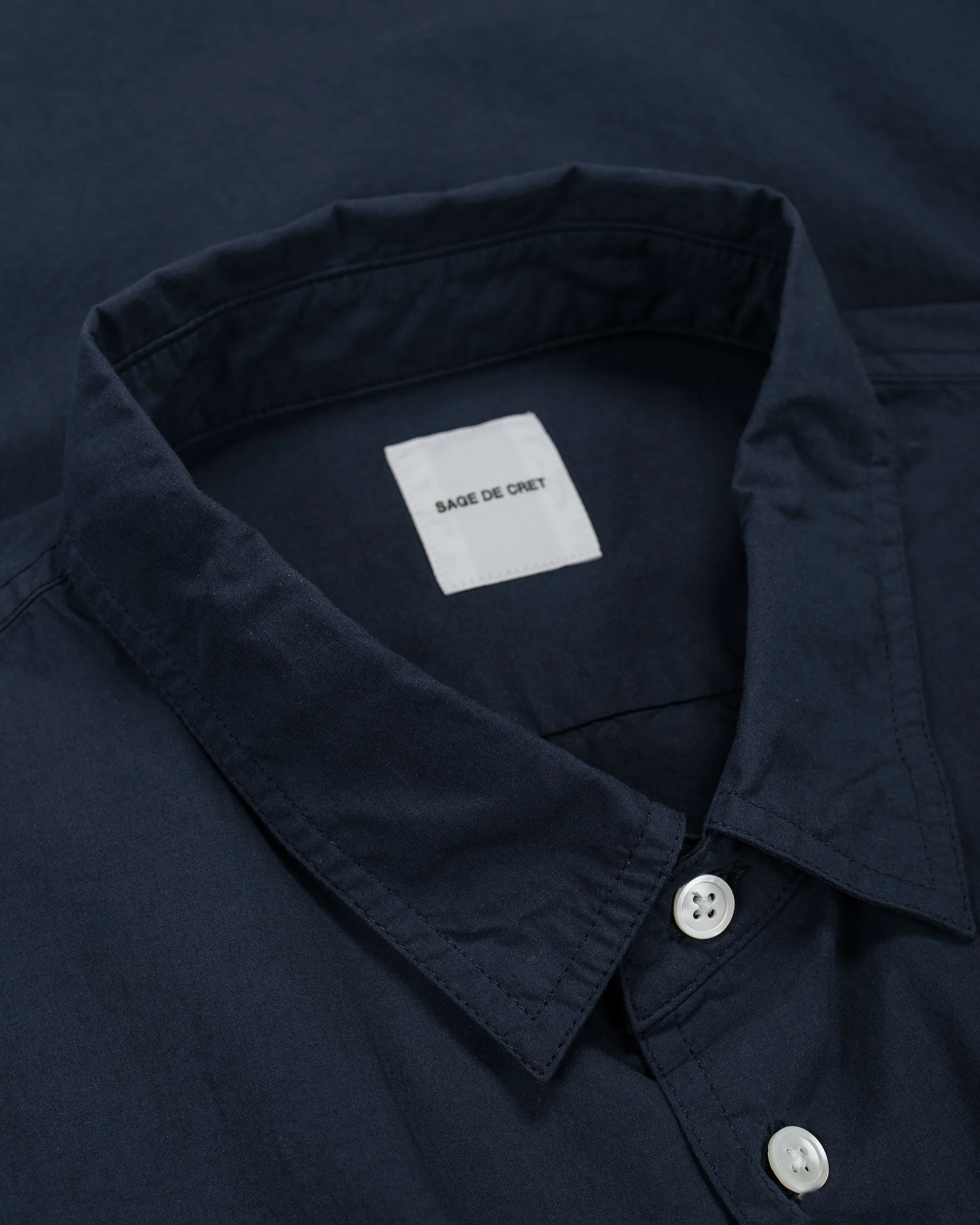 Sage de Cret Organic Cotton Bloadcloth Regular Collar Shirt L/S Navy - Image 5