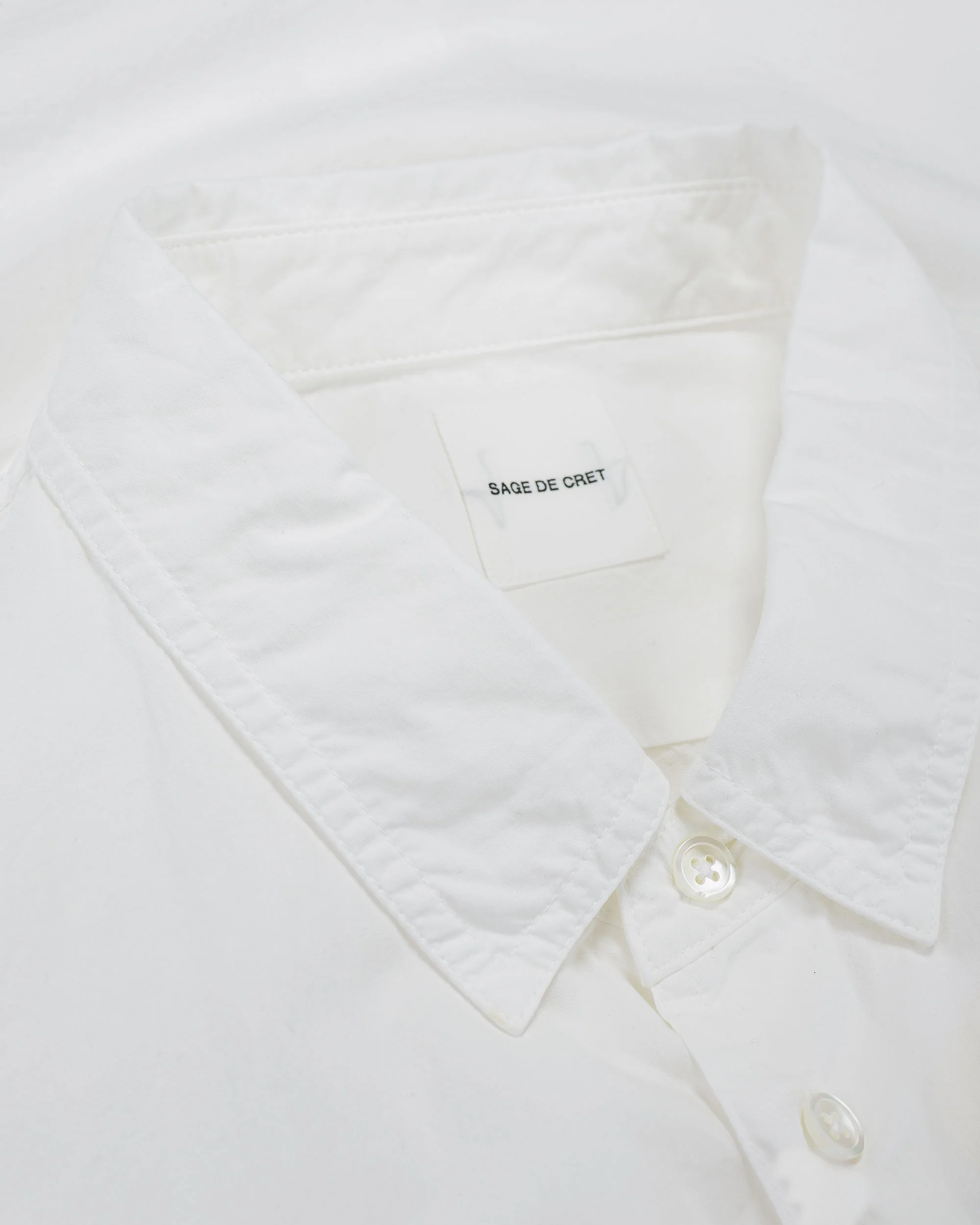 Sage de Cret Organic Cotton Bloadcloth Regular Collar Shirt L/S Off White - Image 5