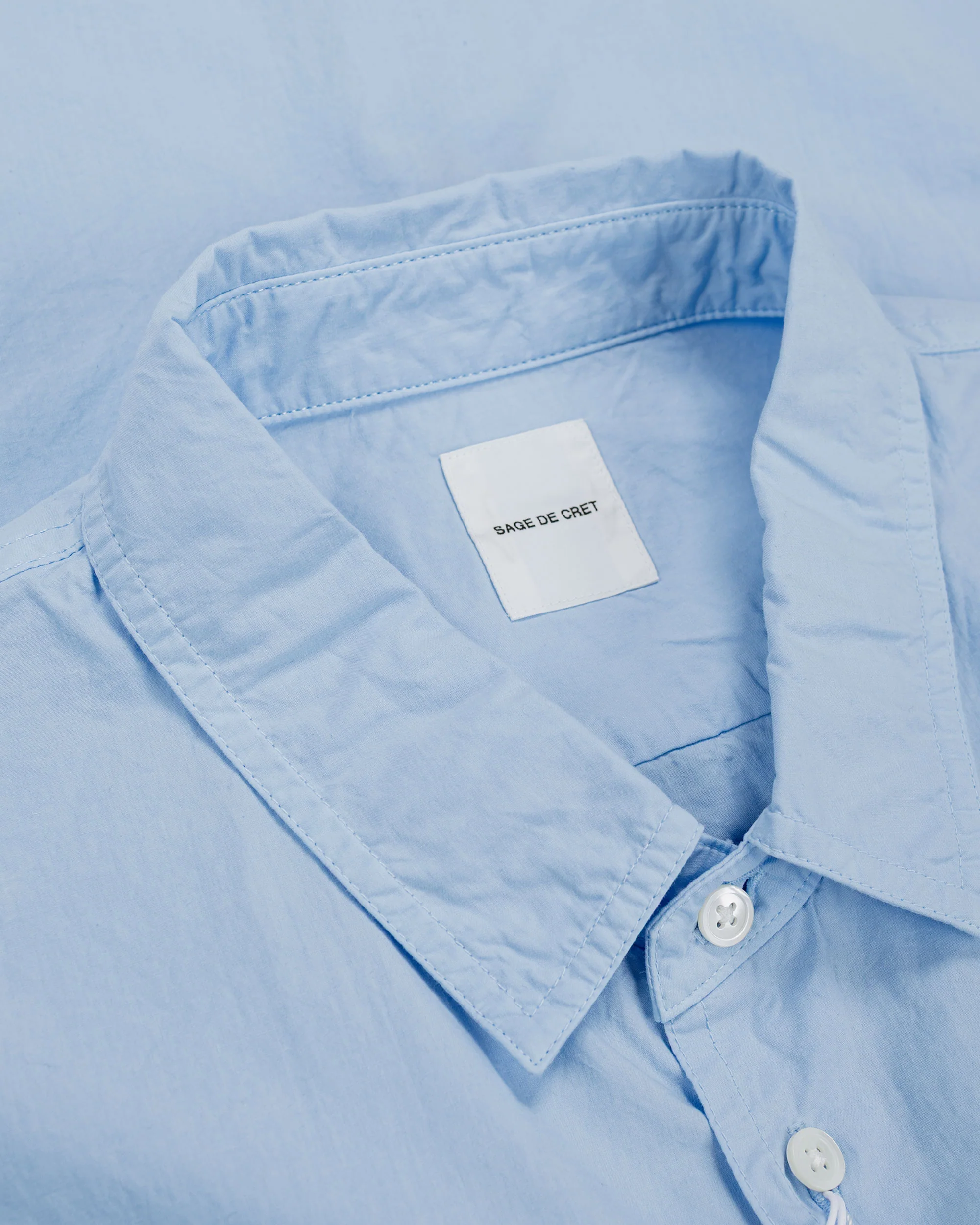 Sage de Cret Organic Cotton Bloadcloth Regular Collar Shirt L/S Saxe Blue - Image 5