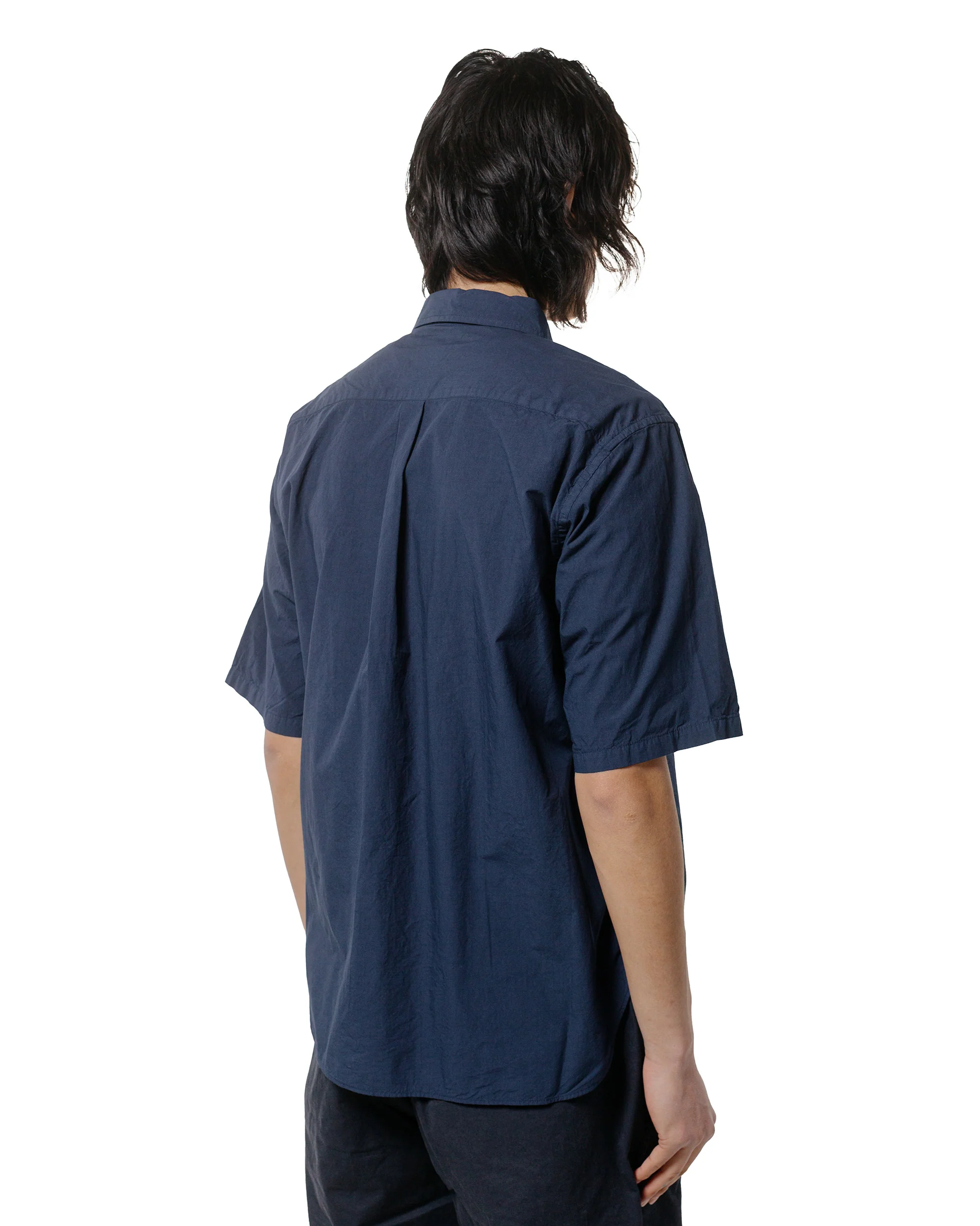 Sage de Cret Organic Cotton Broadcloth Short Sleeve Regular Collar Shirt Navy - Image 3
