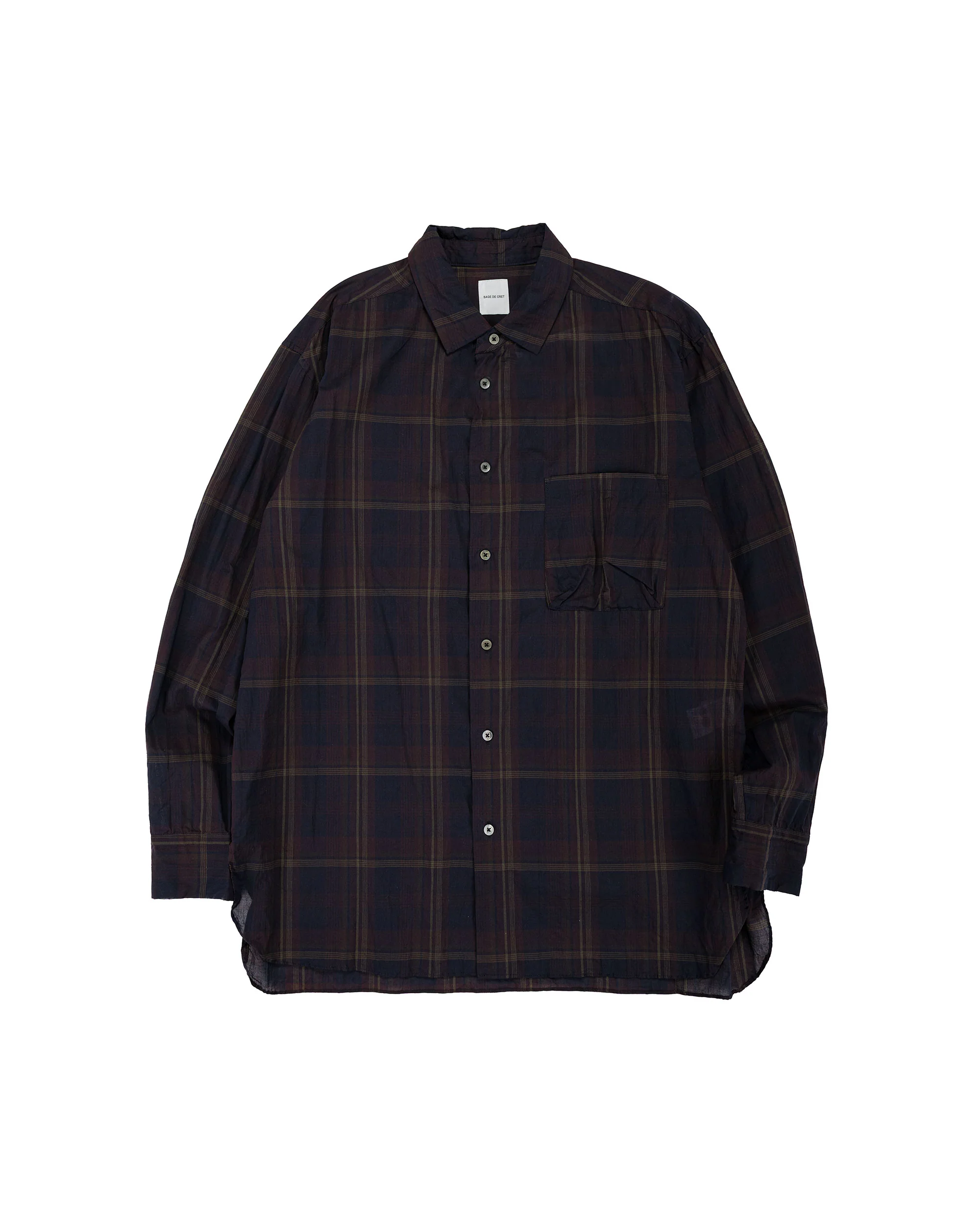 Sage de Cret Organic Cotton Madras Pigmnet CT Long Regular Collar Shirt Wine
