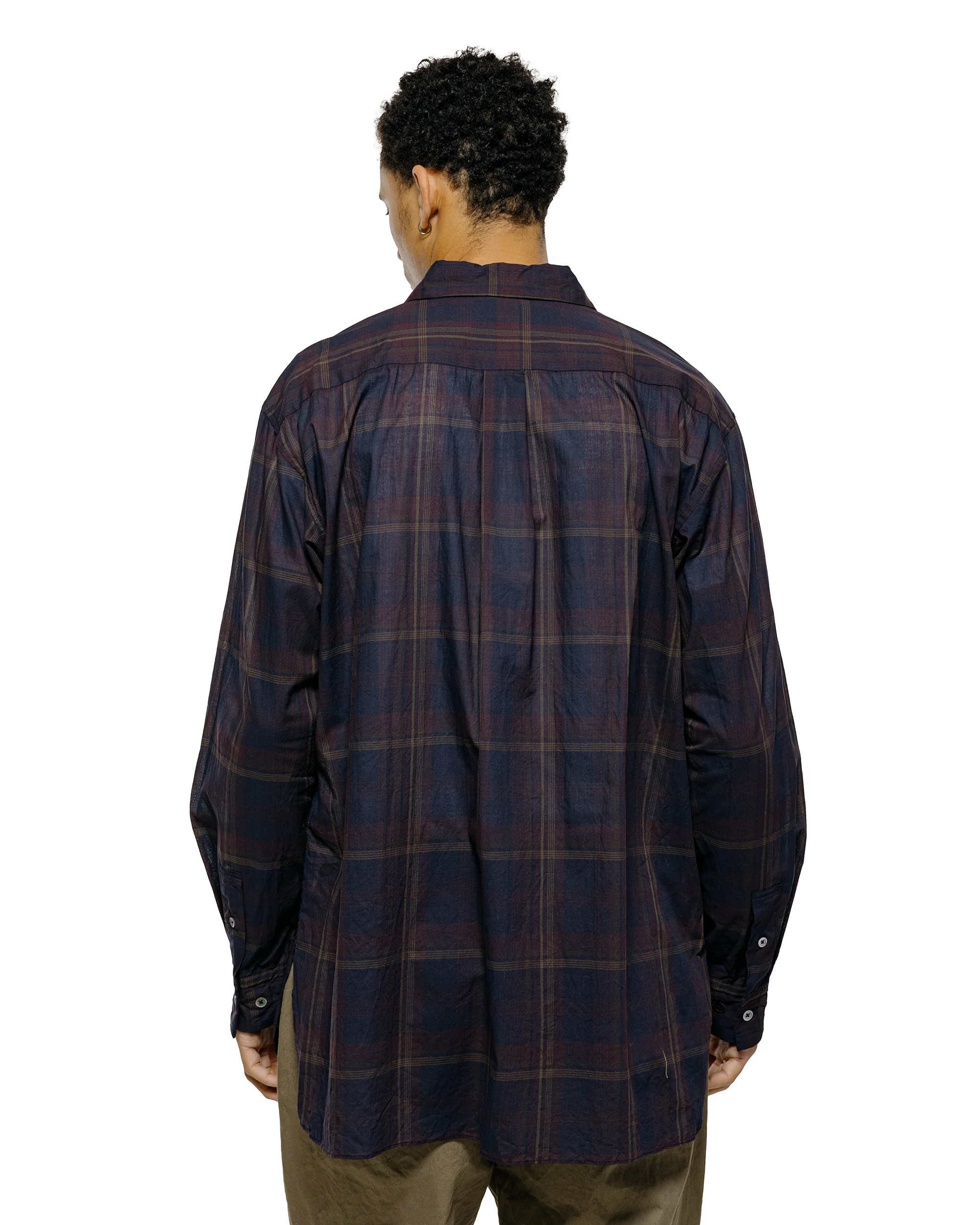 Sage de Cret Organic Cotton Madras Pigmnet CT Long Regular Collar Shirt Wine - Image 3