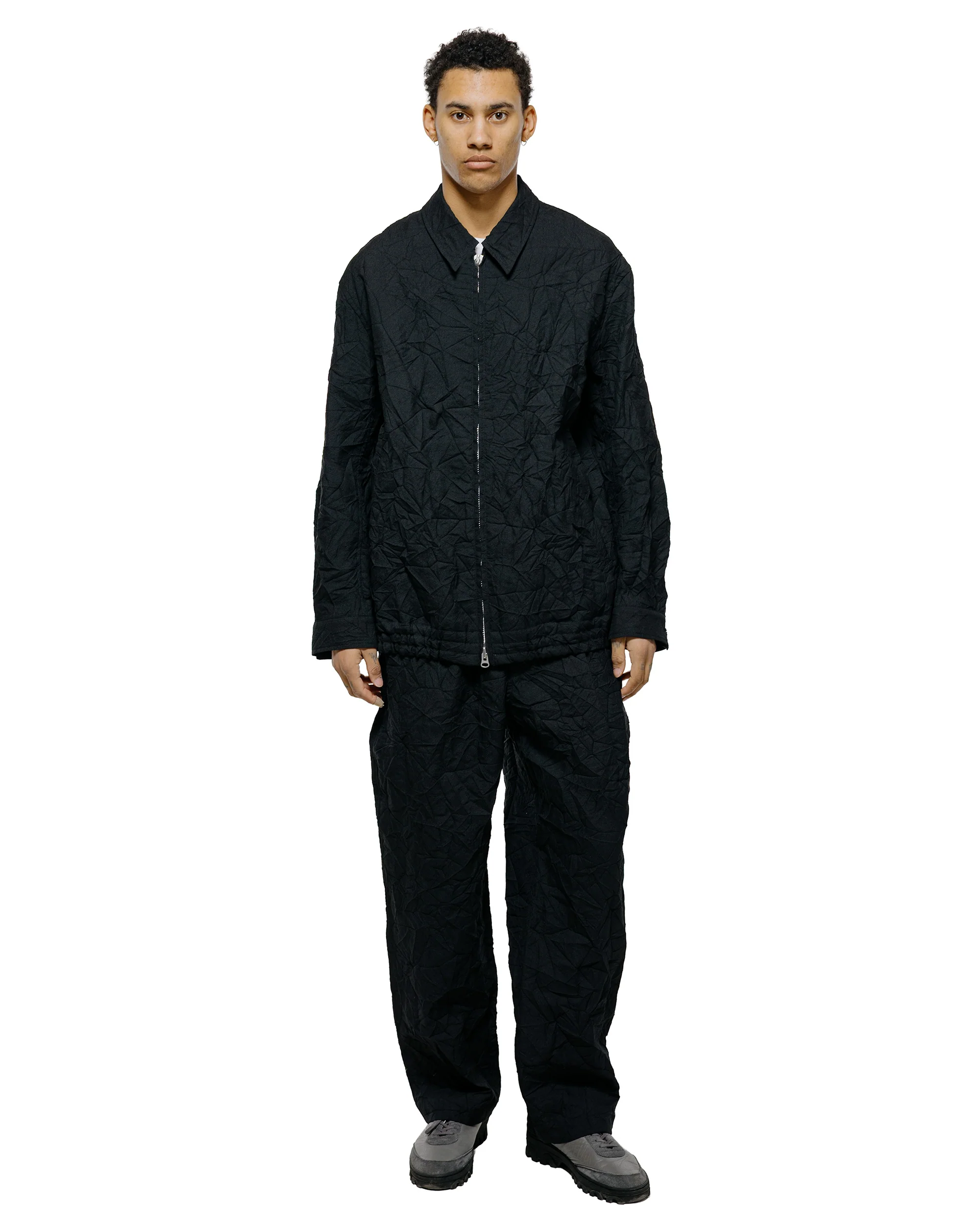 Sage de Cret WO/LI Crinkle Single Pleated Wide Pants Black - Image 4