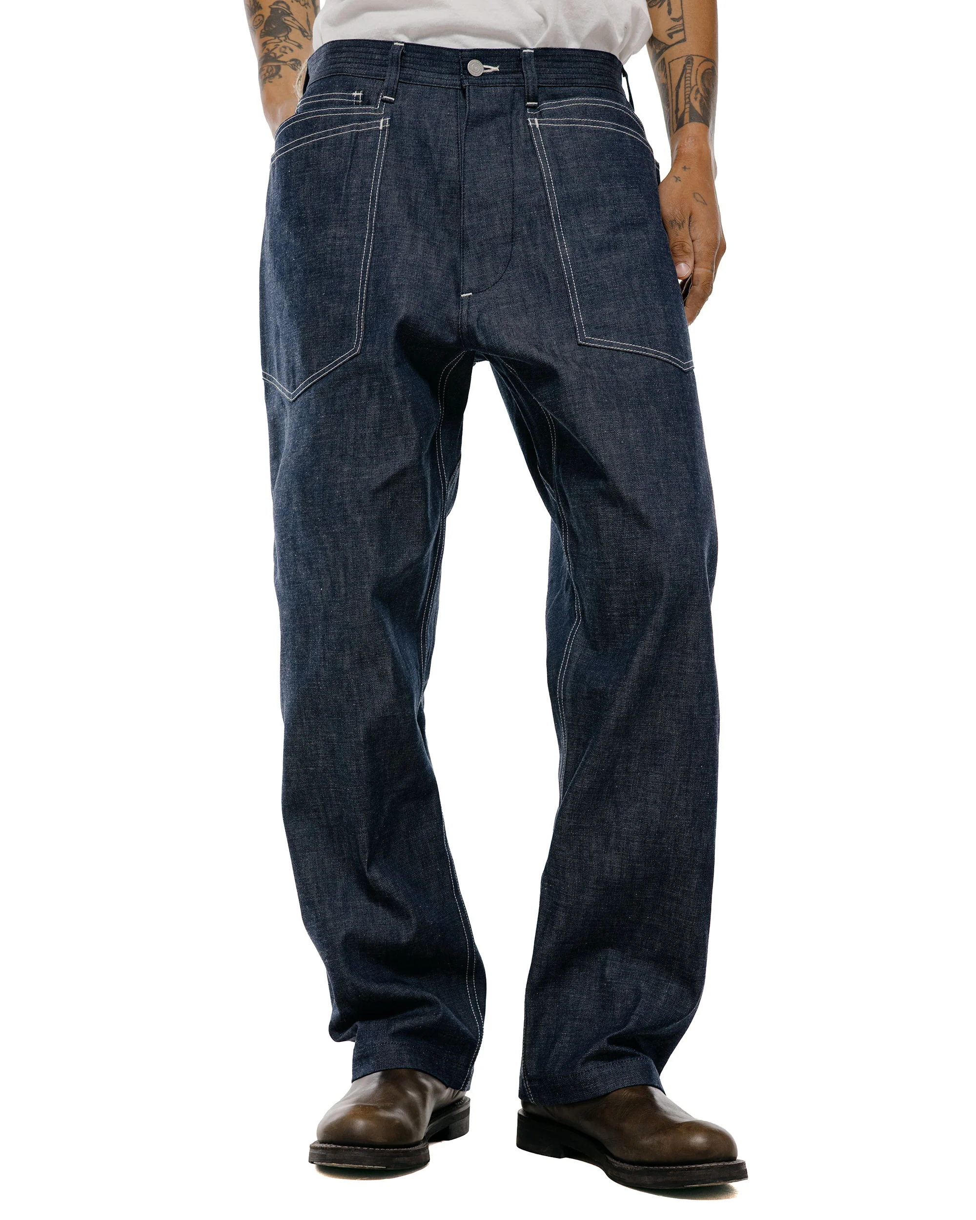 Sassafras D Scoop Pants 10oz Military Denim Indigo - Image 2
