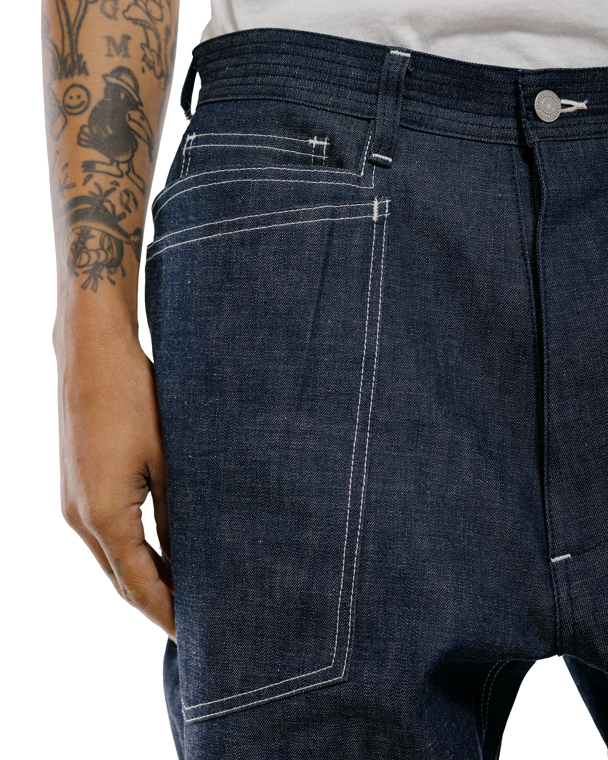 Sassafras D Scoop Pants 10oz Military Denim Indigo - Image 3