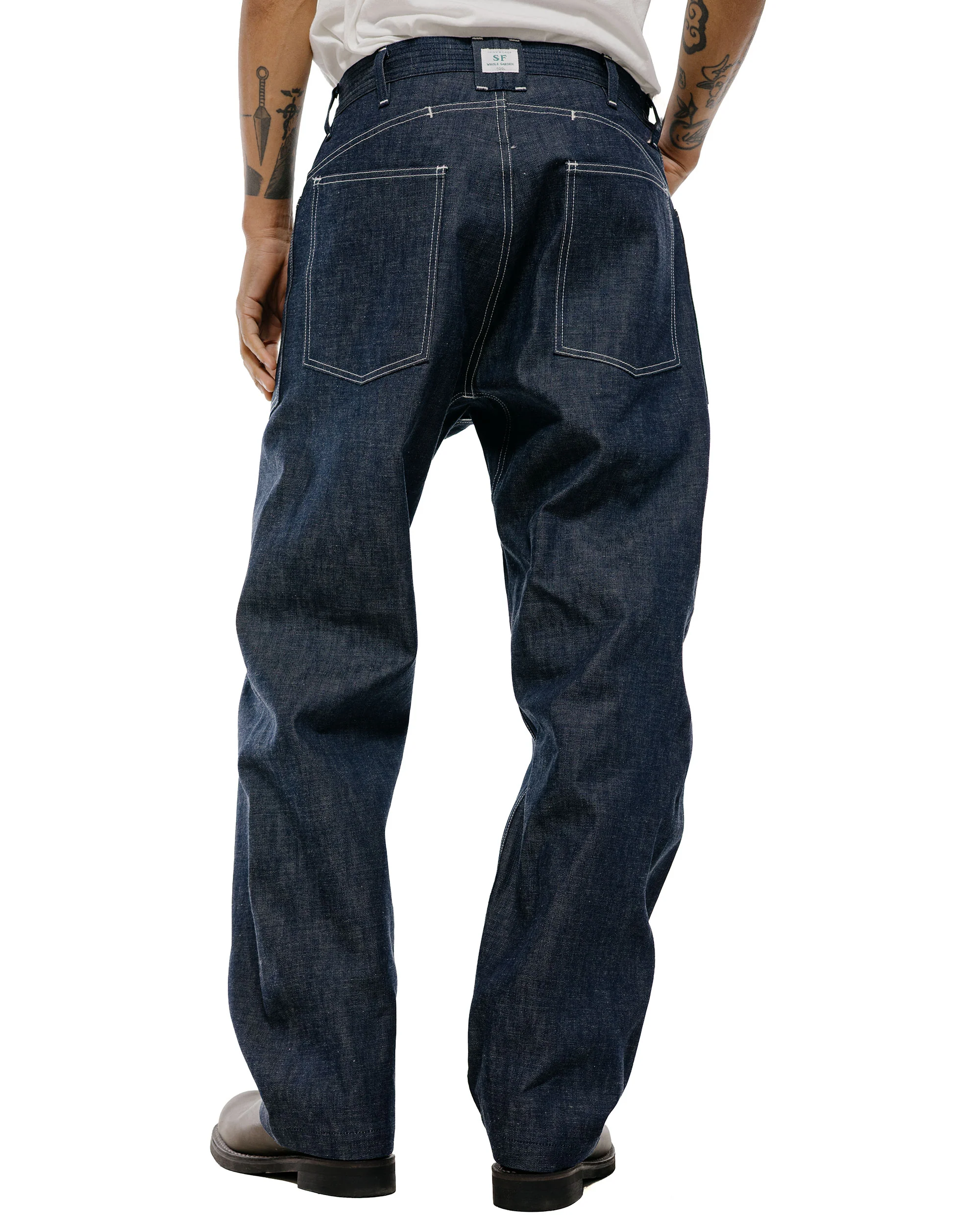 Sassafras D Scoop Pants 10oz Military Denim Indigo - Image 4