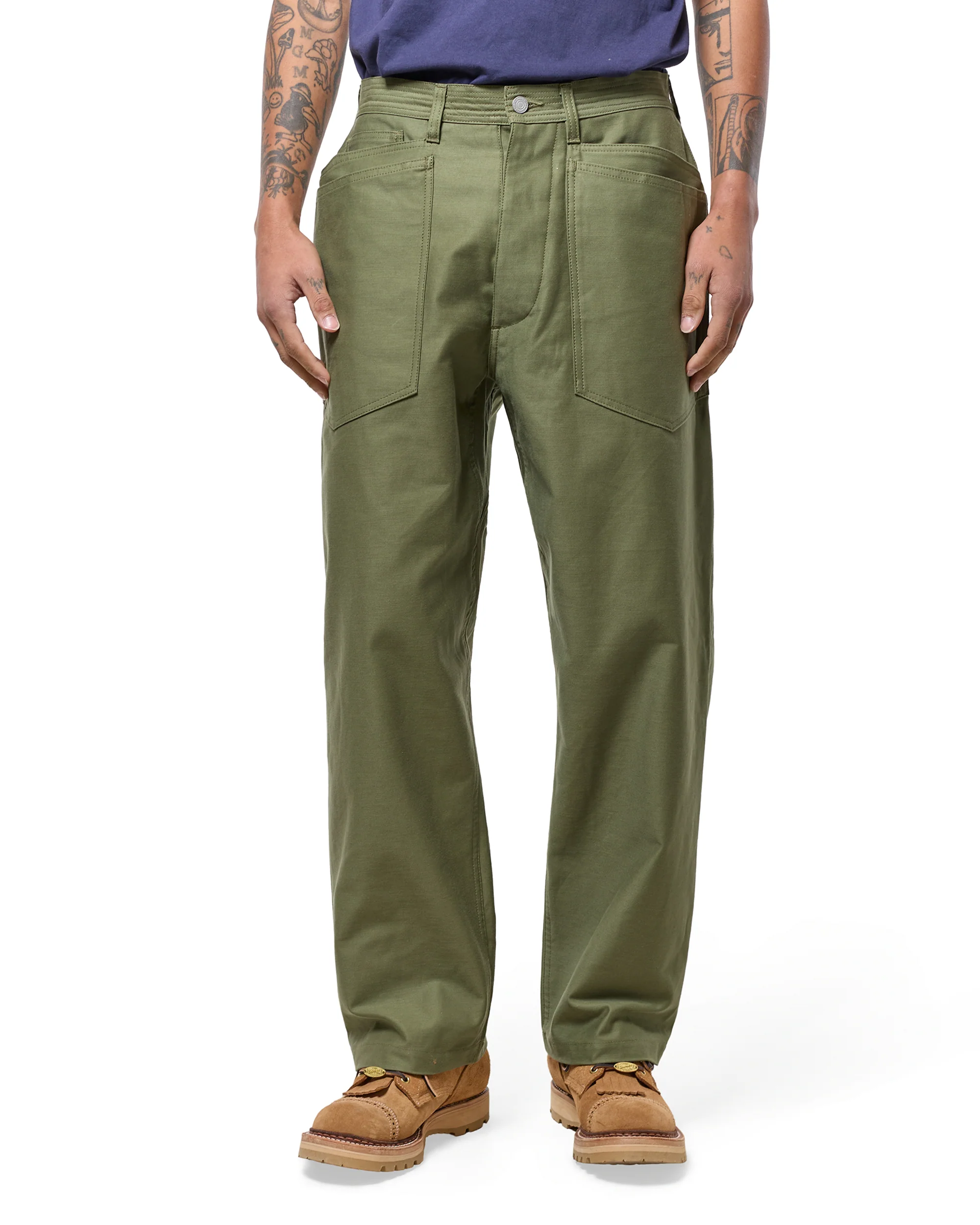 Sassafras D Scoop Pants Back Satin Olive - Image 2
