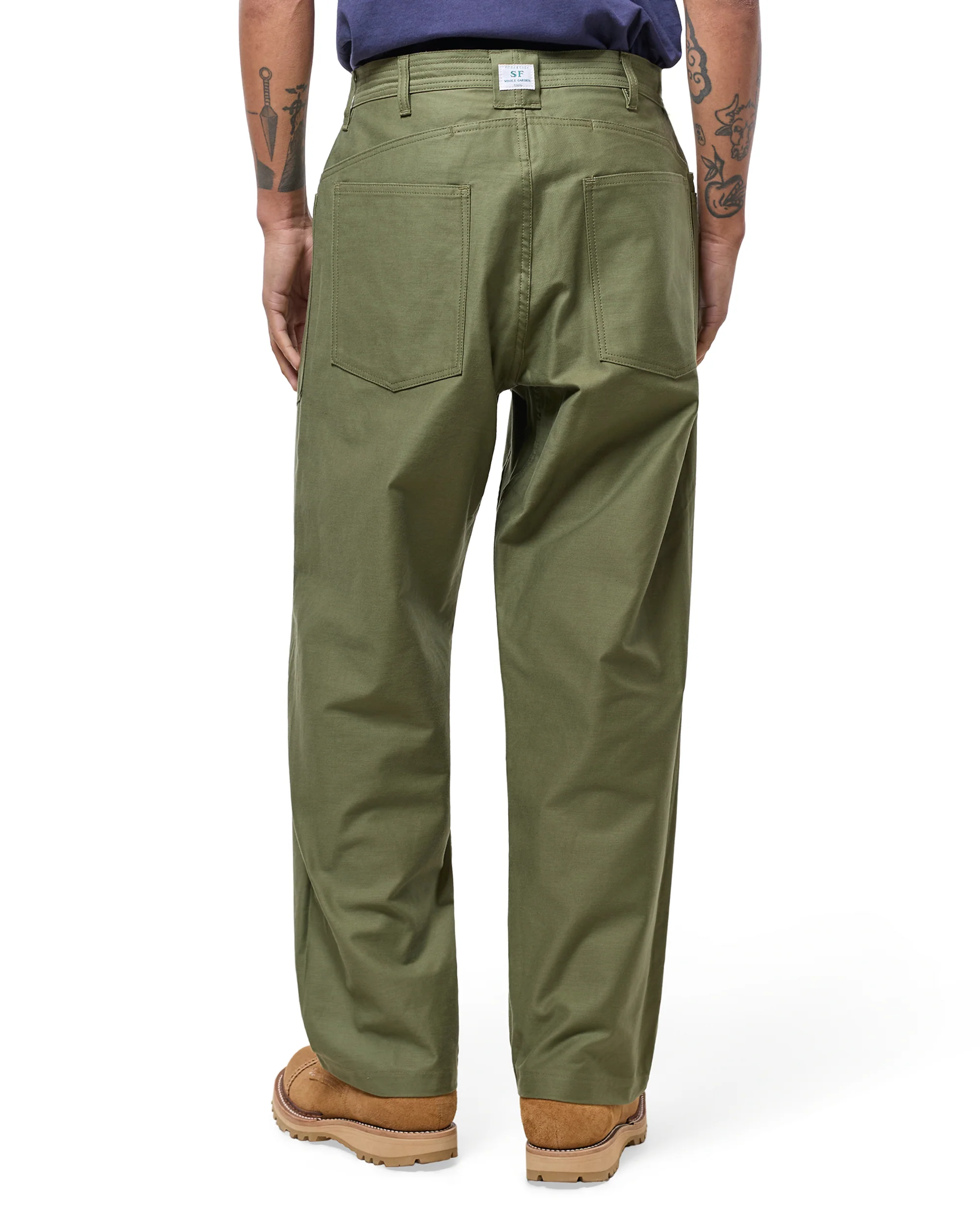 Sassafras D Scoop Pants Back Satin Olive - Image 3