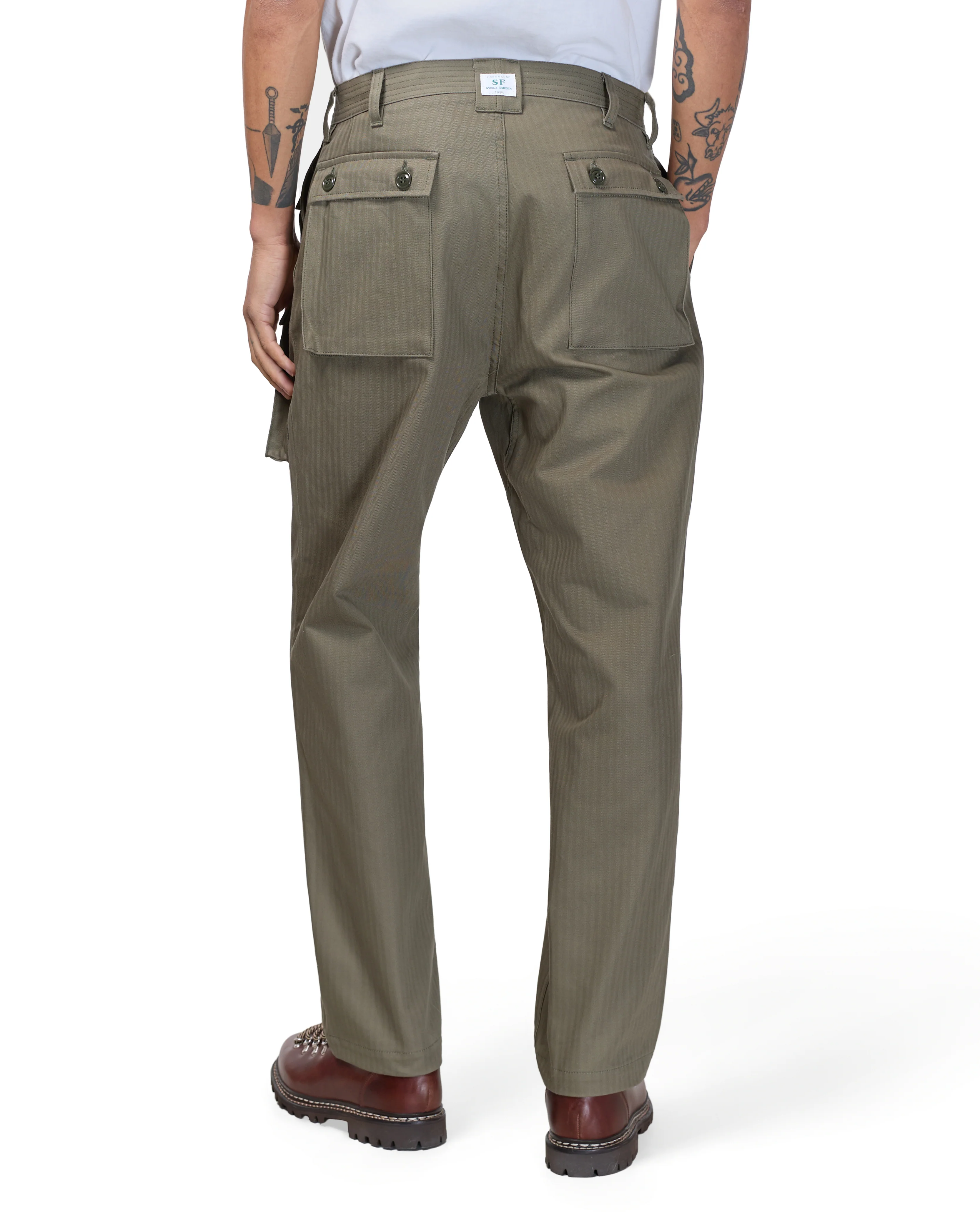 Sassafras G.D.U. Pants Herringbone Twill Olive - Image 3