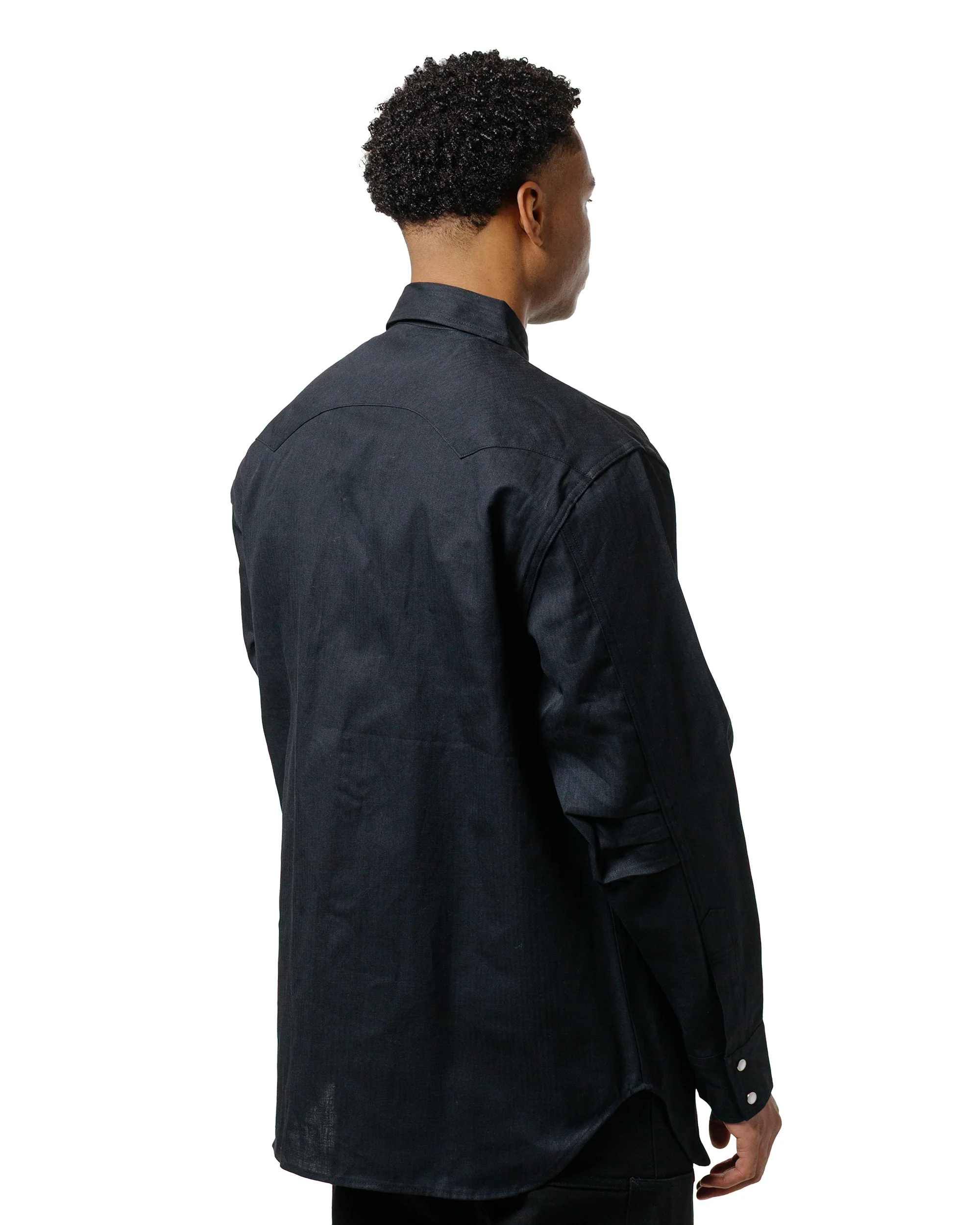 Sassafras Weeds Digger Shirt 6.5oz Herringbone Denim Black - Image 3
