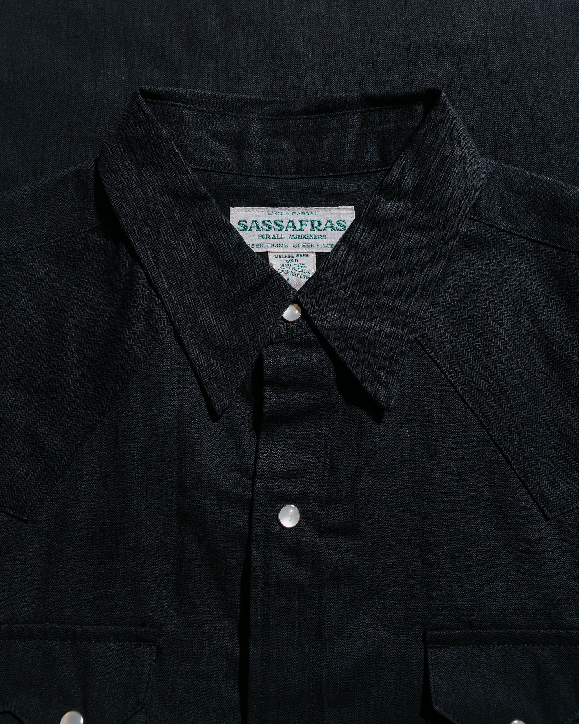 Sassafras Weeds Digger Shirt 6.5oz Herringbone Denim Black - Image 5