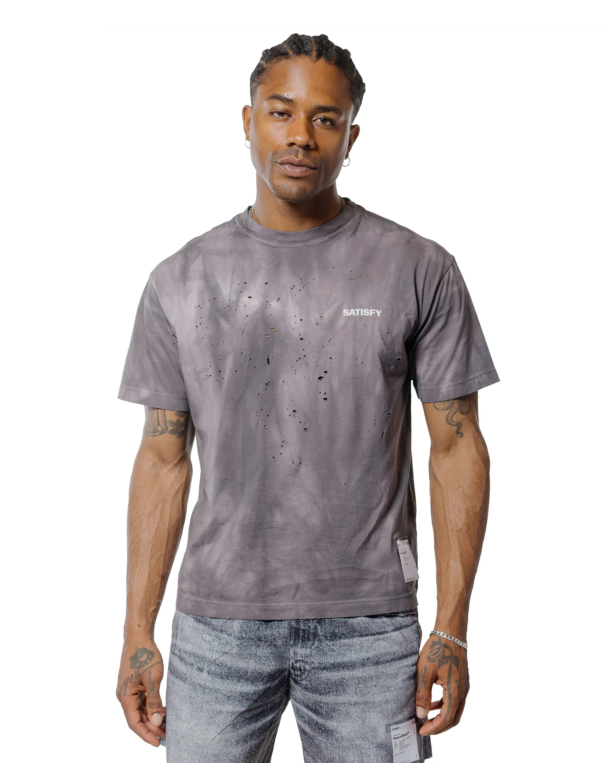 SATISFY MothTech T-Shirt Sun Bleached Shark - Image 2