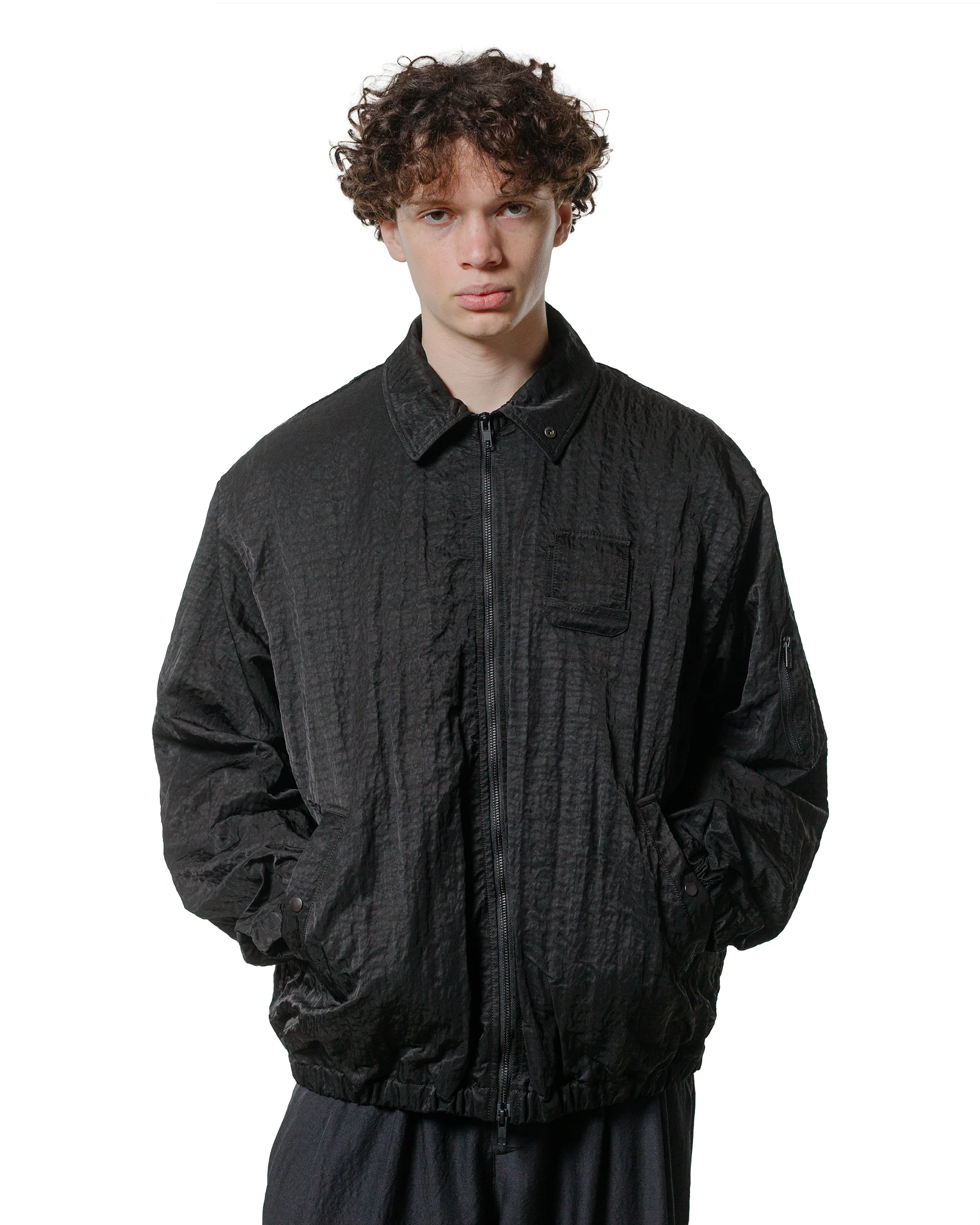 ssstein Bio Washed Nylon Oversized Fight Jacket Black - Image 2