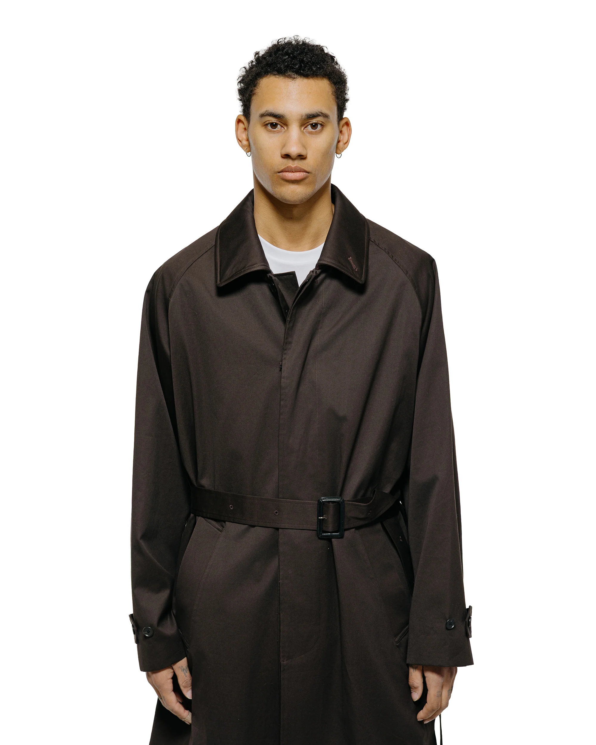 ssstein Oversized Layered Combination Coat Dark Brown - Image 3