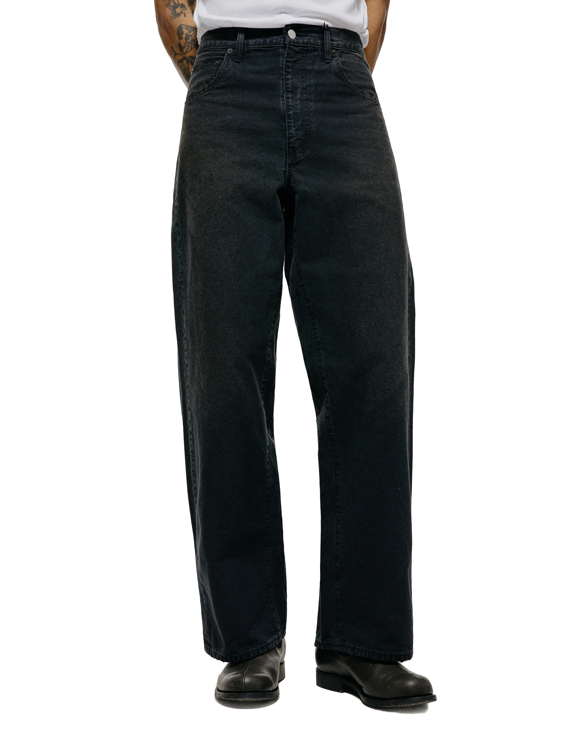 ssstein Sulfur Dyed Oxford Vintage Wide Pants Black - Image 2