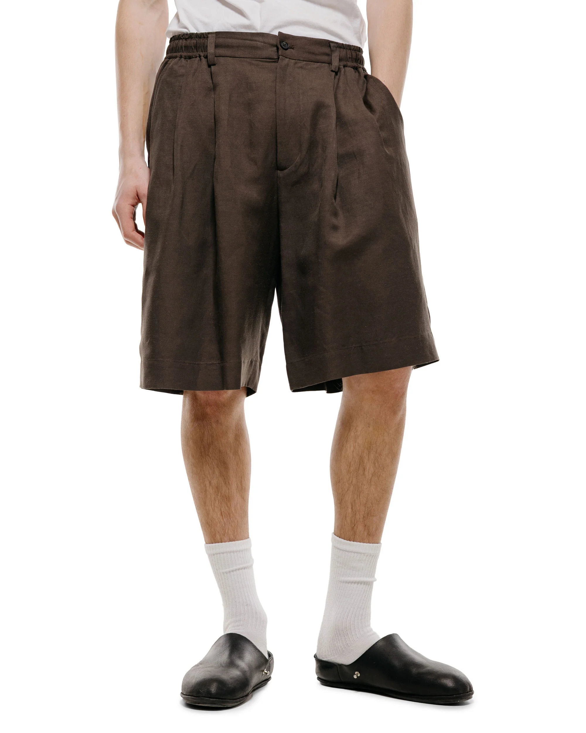 ssstein Vis/Li/Ra Twill Wide Easy Short Trousers Khaki Brown - Image 2