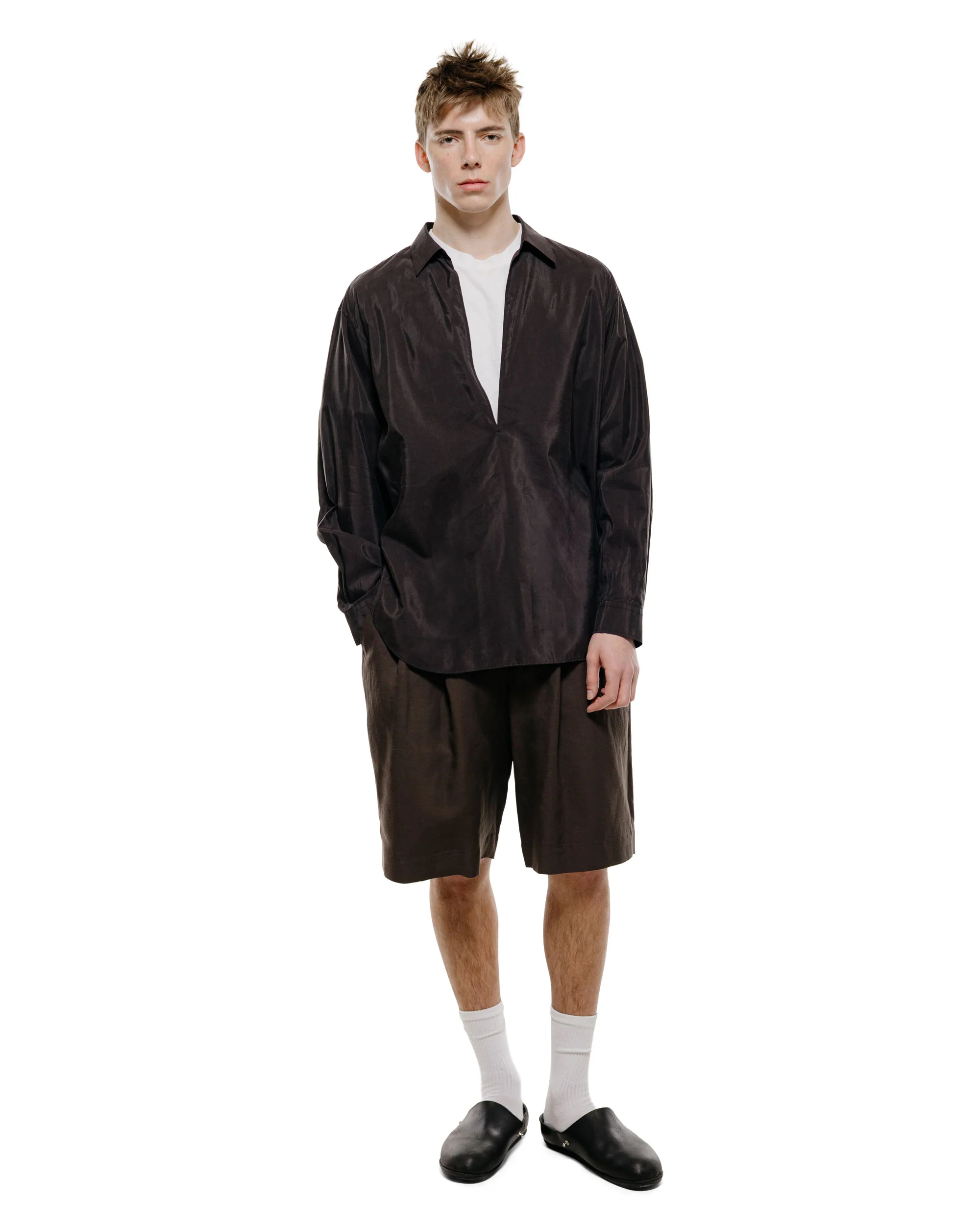 ssstein Vis/Li/Ra Twill Wide Easy Short Trousers Khaki Brown - Image 4