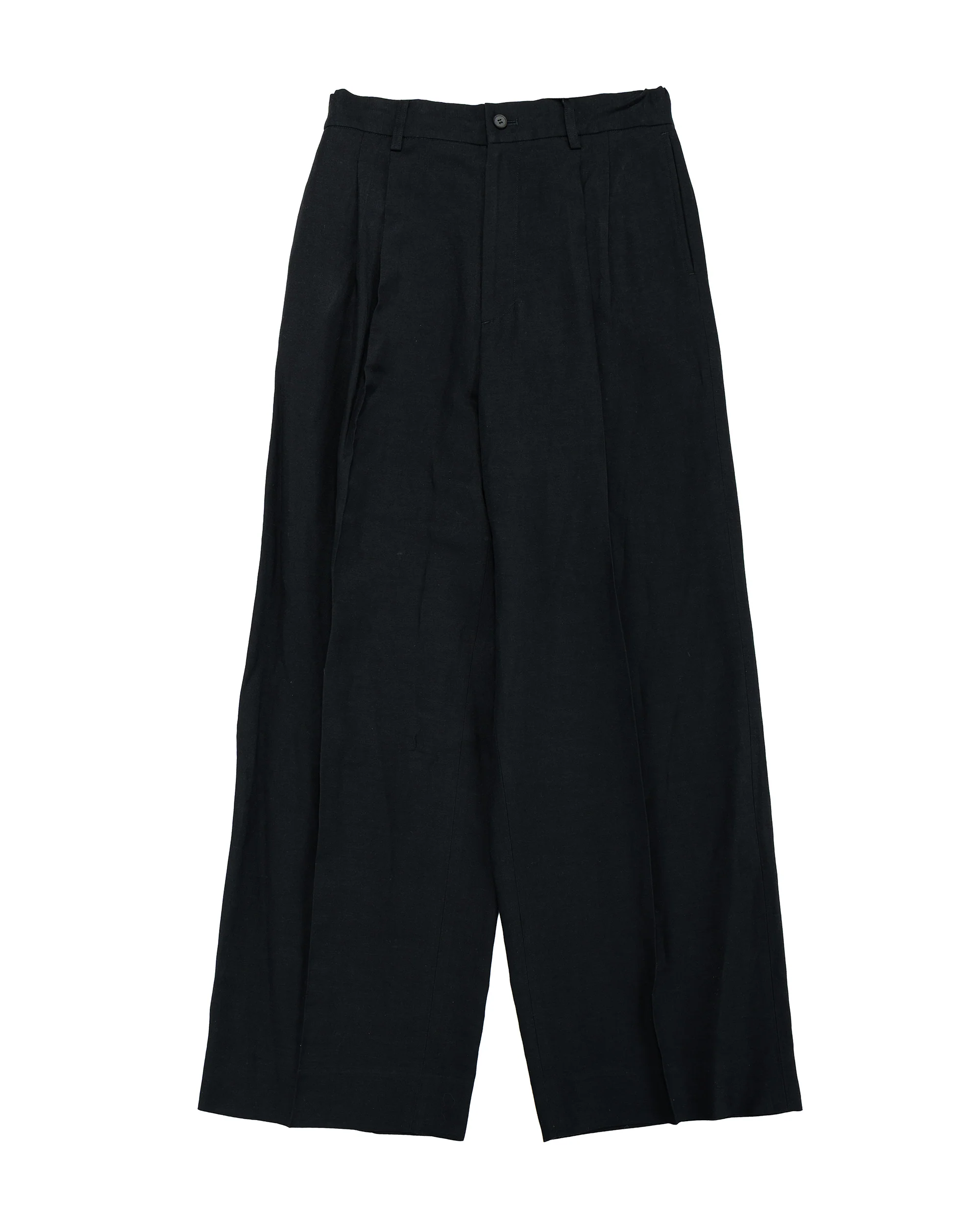 ssstein Viscose/Linen/Rayon Twill Easy Long Wide Trousers Black