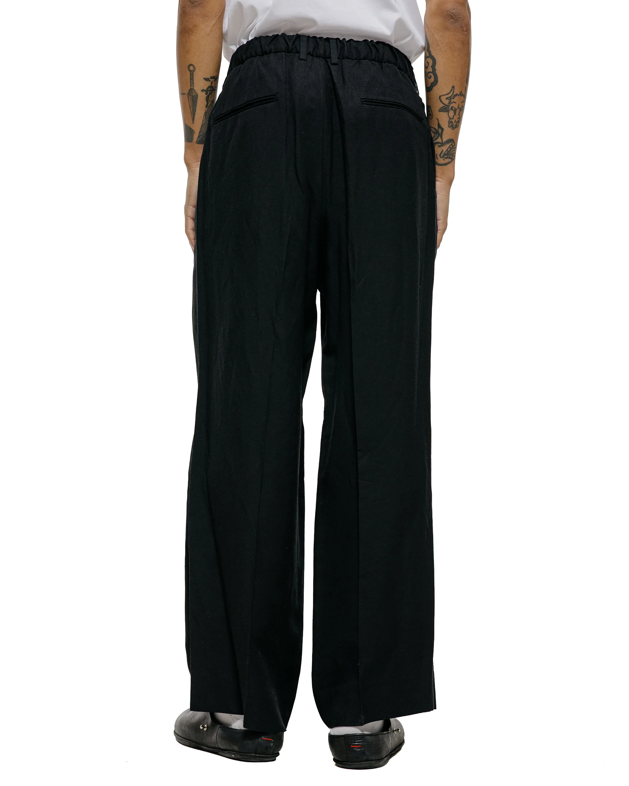 ssstein Viscose/Linen/Rayon Twill Easy Long Wide Trousers Black - Image 3