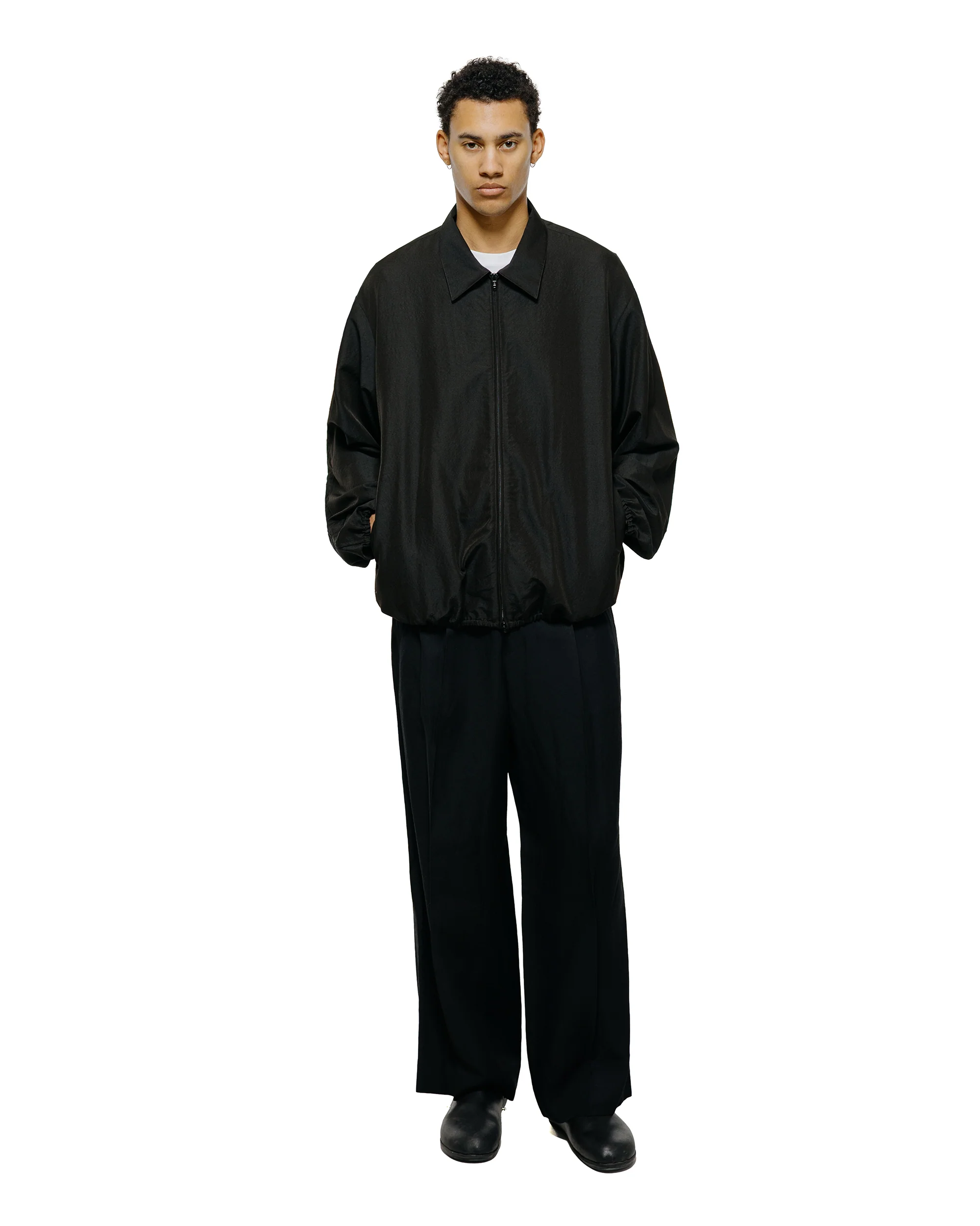 ssstein Viscose/Linen/Rayon Twill Easy Long Wide Trousers Black - Image 4