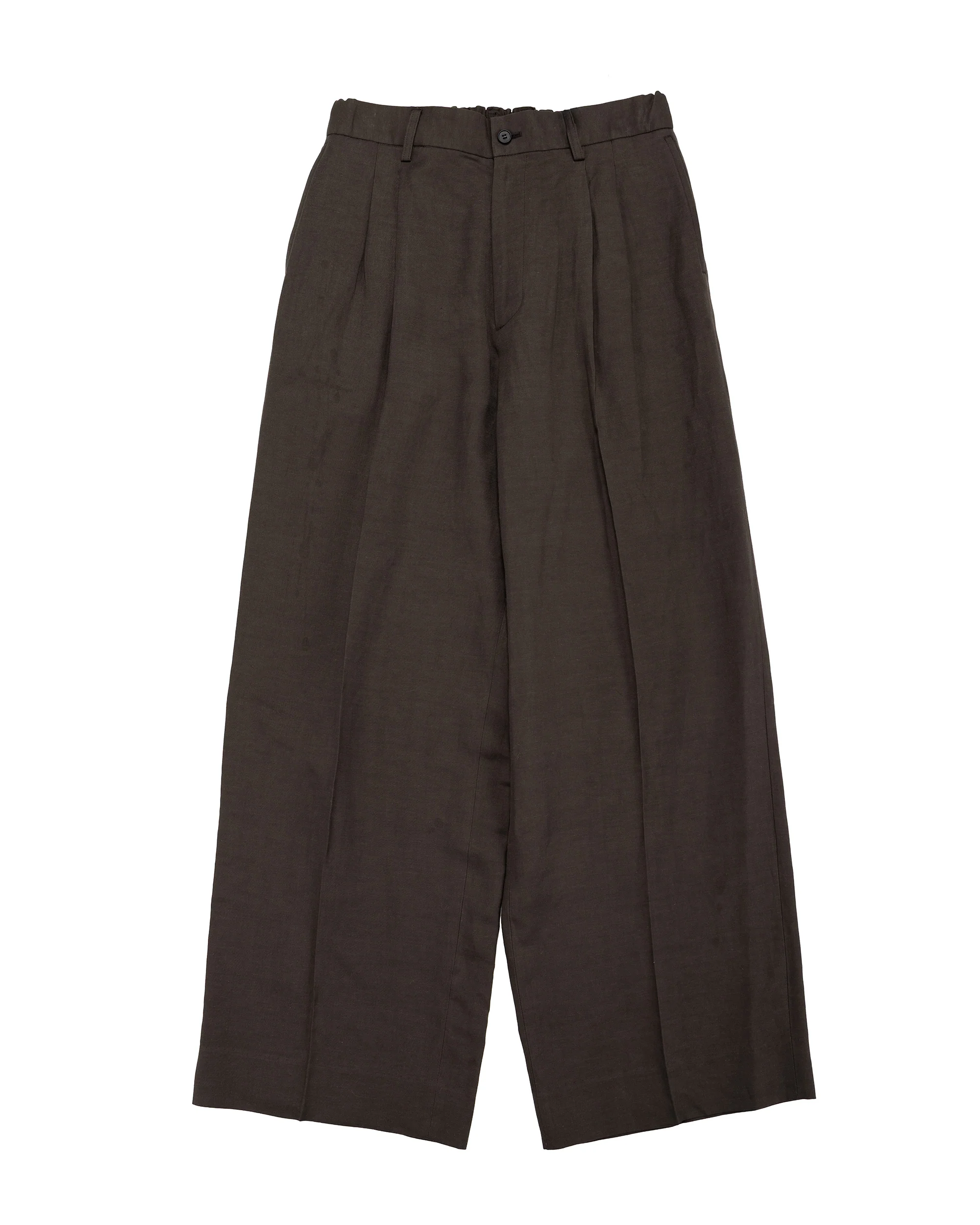 ssstein Viscose/Linen/Rayon Twill Easy Long Wide Trousers Khaki Brown
