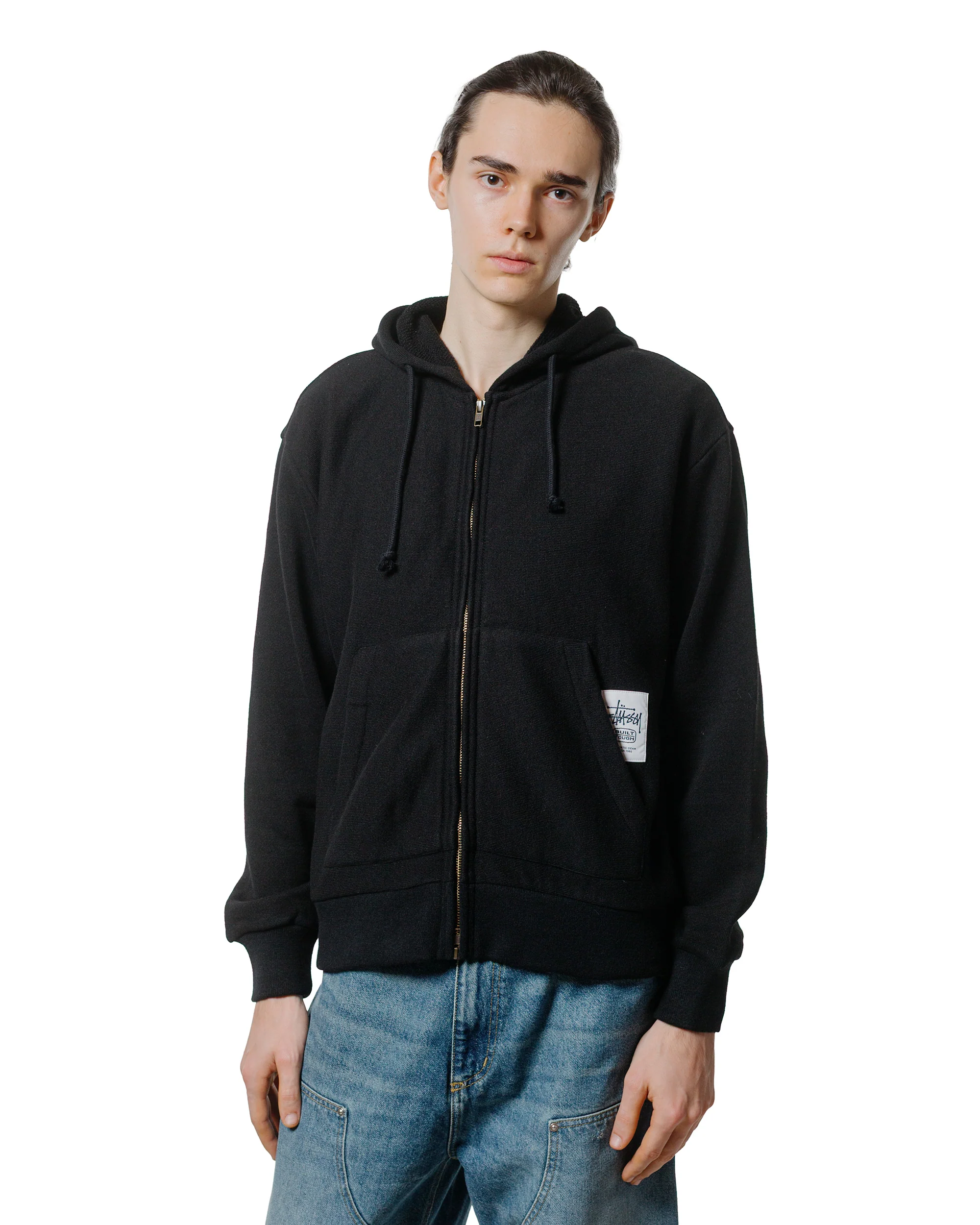 Stüssy Brass Zip Knit Hood Black - Image 2