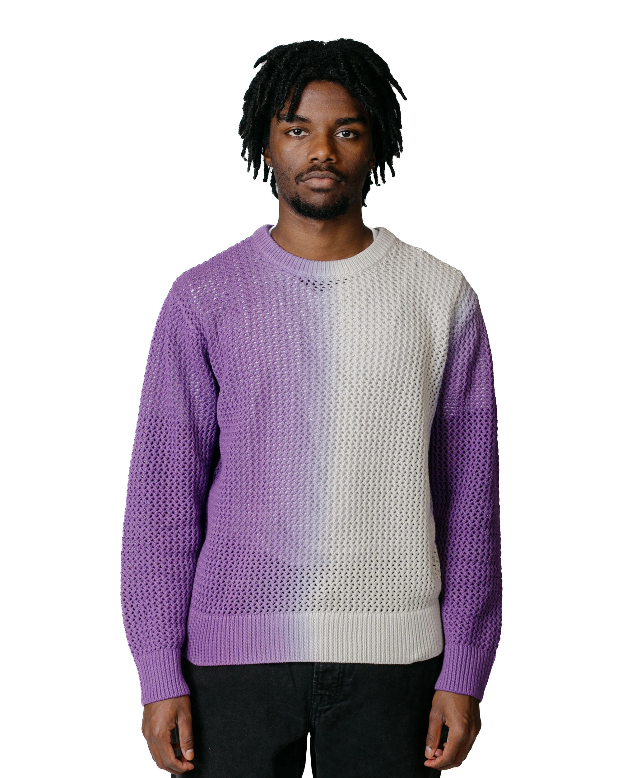 Stüssy Pigment Dyed Loose Gauge Sweater Purple - Image 2