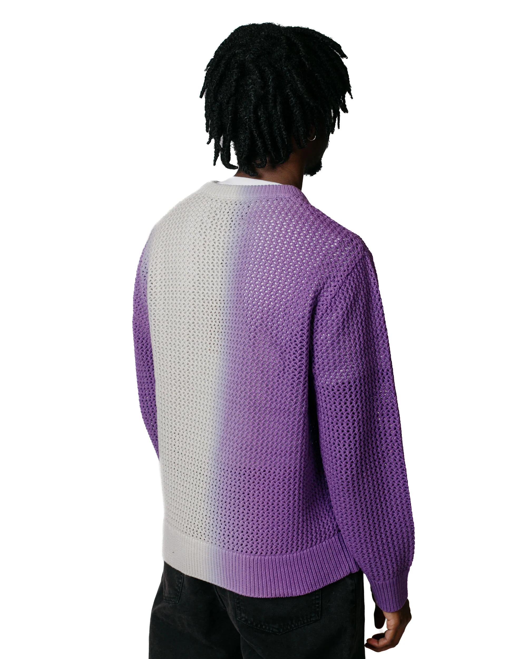 Stüssy Pigment Dyed Loose Gauge Sweater Purple - Image 3