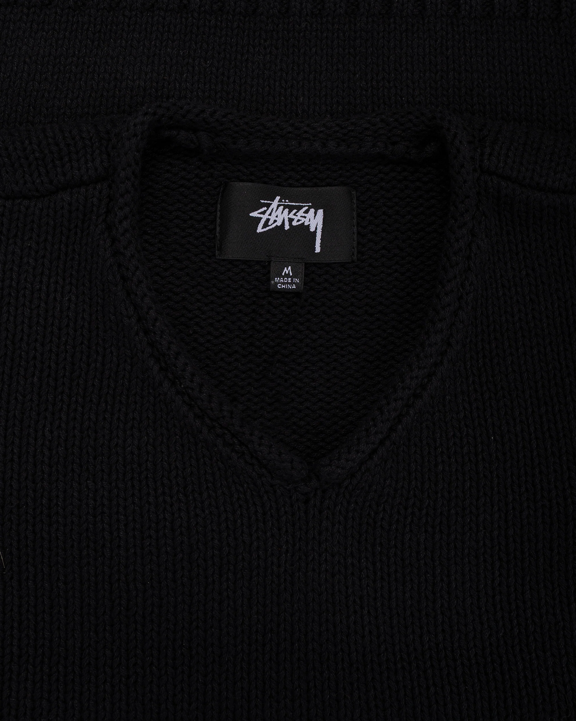 Stüssy Roll V Neck Sweater Black - Image 2