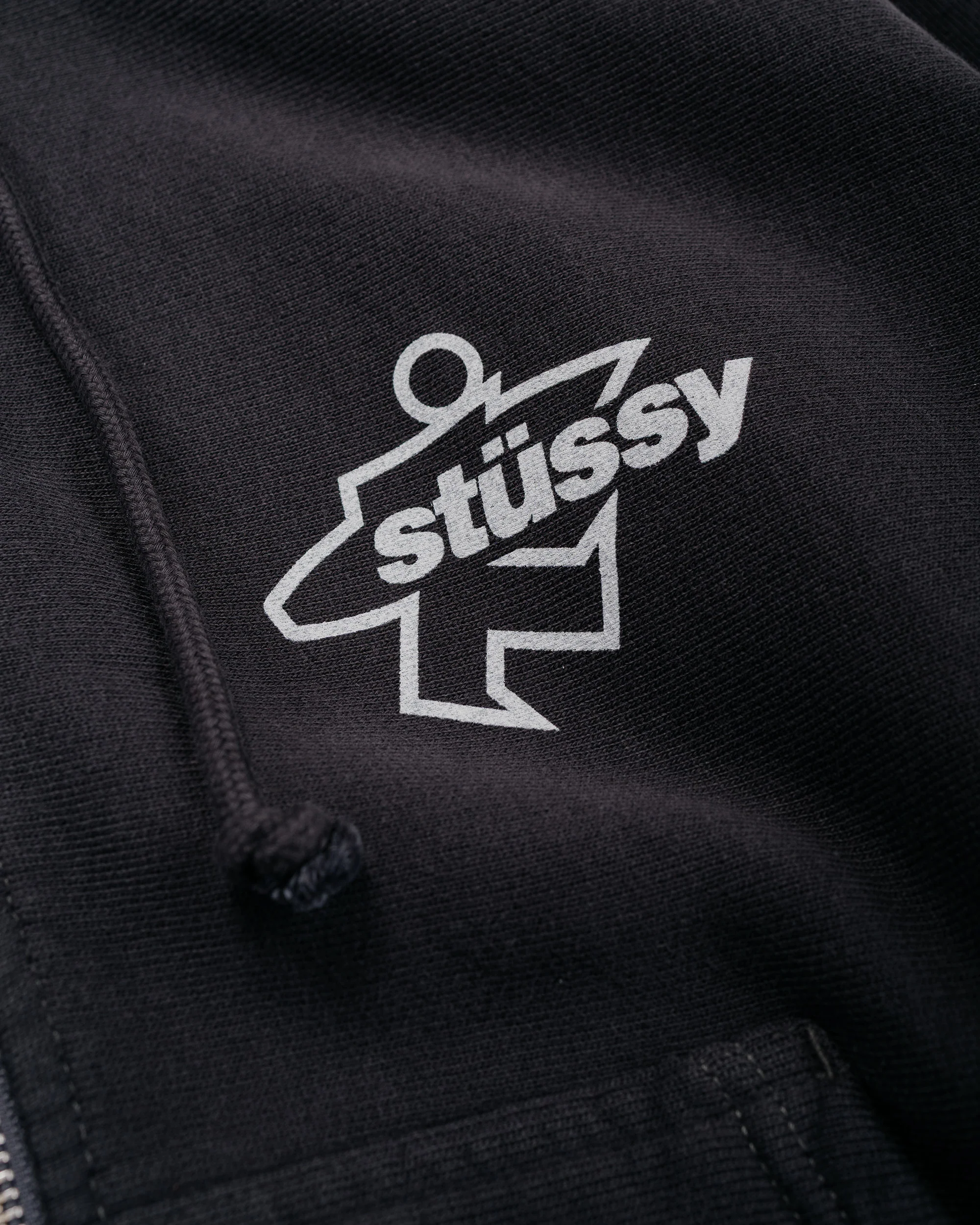 Stüssy Surf Size Garment Dyed Zip Hoodie Faded Black - Image 4