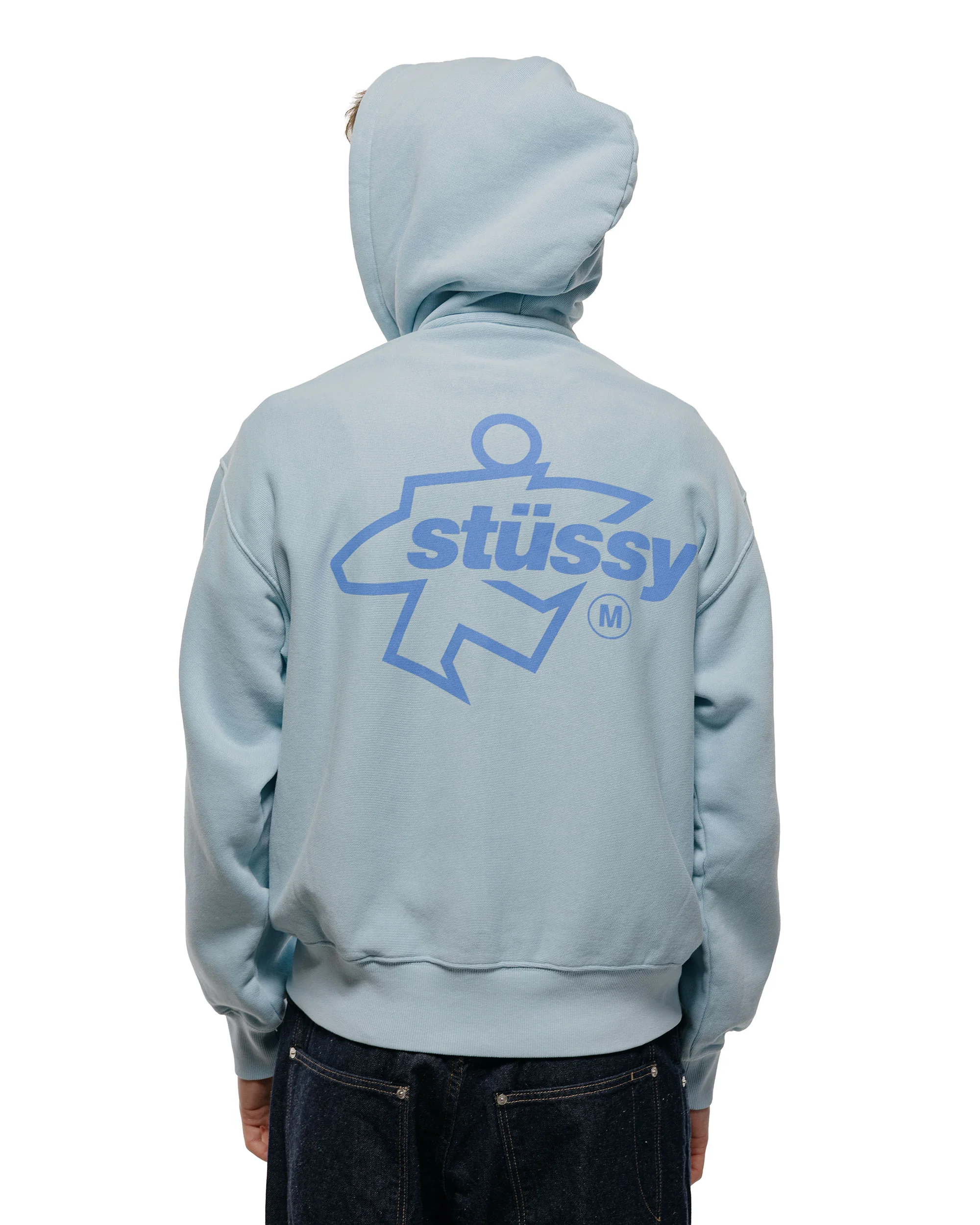 Stüssy Surf Size Garment Dyed Zip Hoodie Sky Blue - Image 3