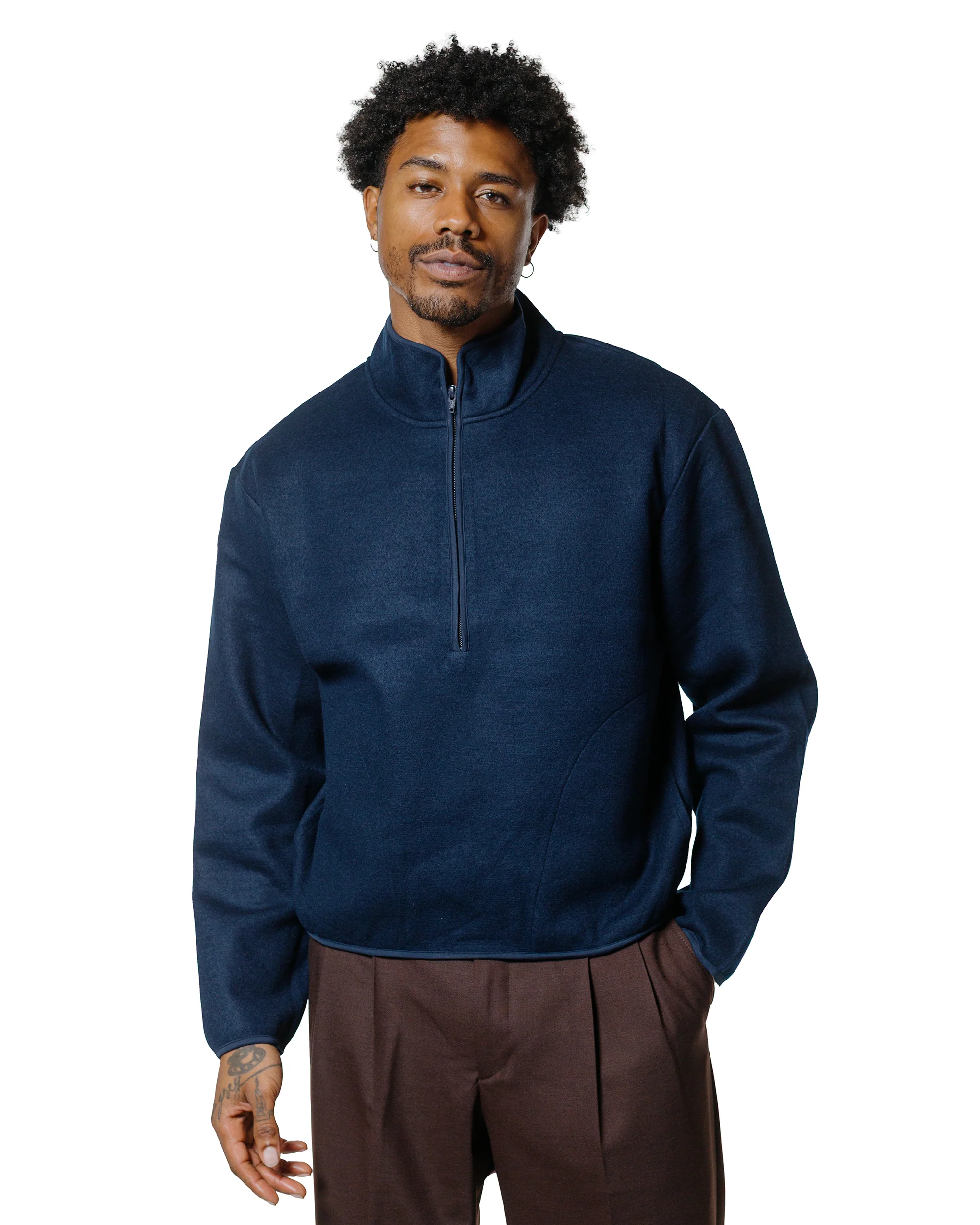 Sunflower Wool Half Zip Navy - Image 2