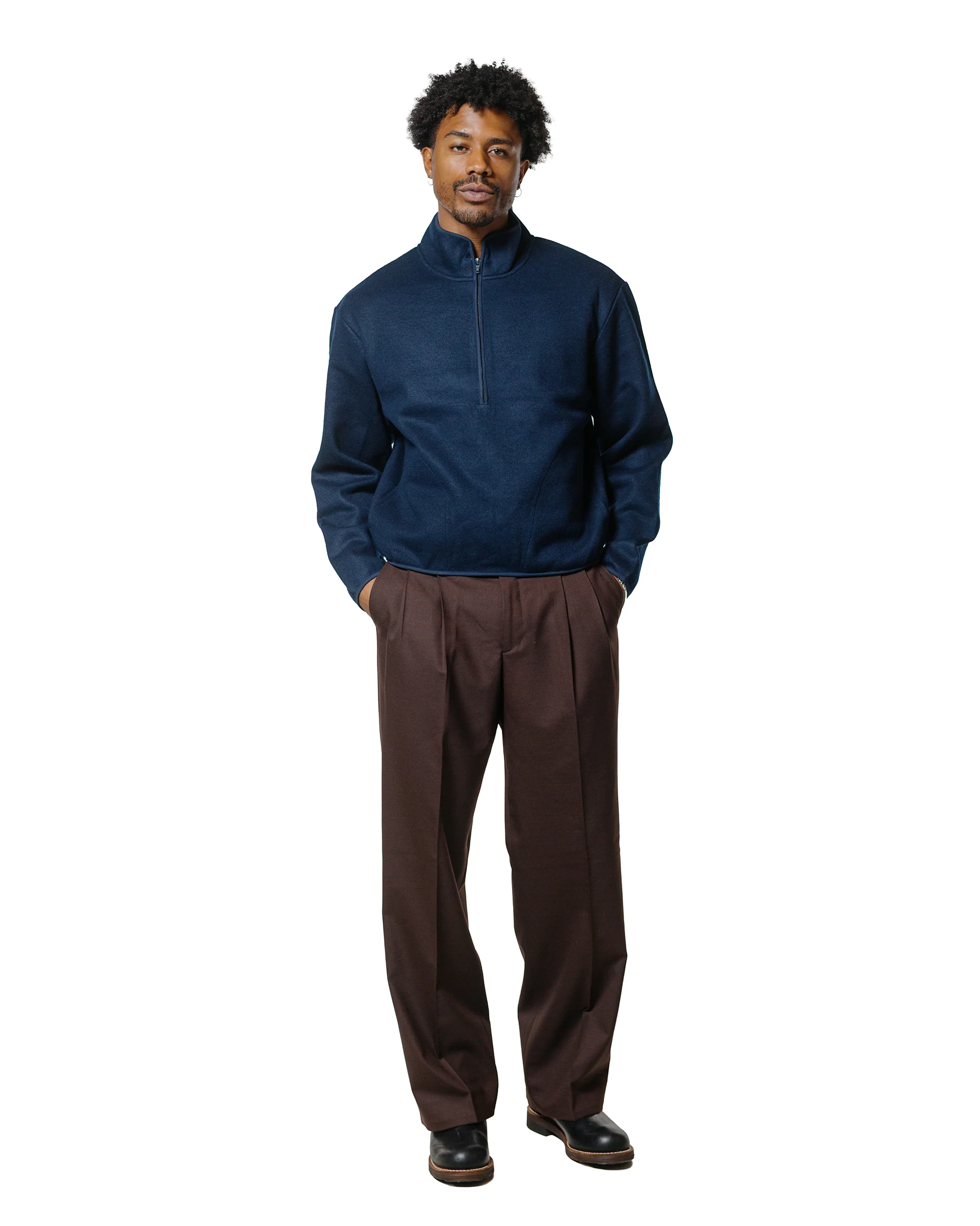 Sunflower Wool Half Zip Navy - Image 4