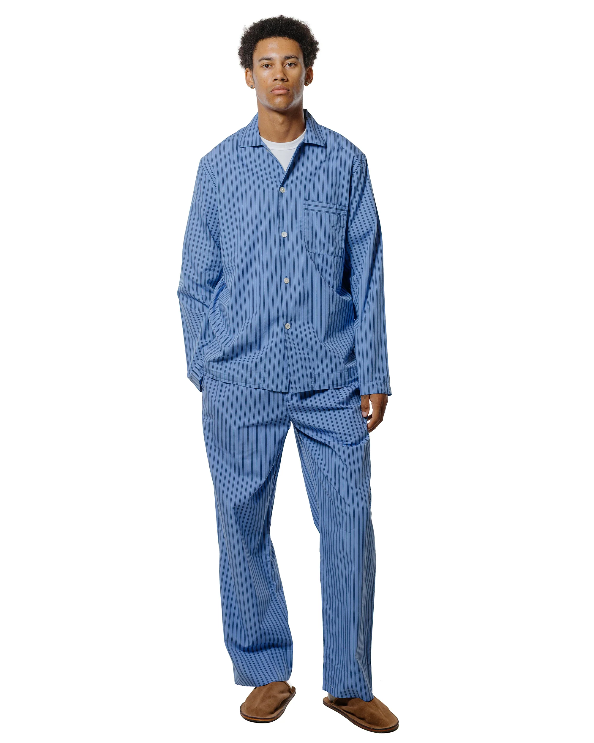 Tekla Poplin Pyjama Shirt Boro Stripes - Image 4