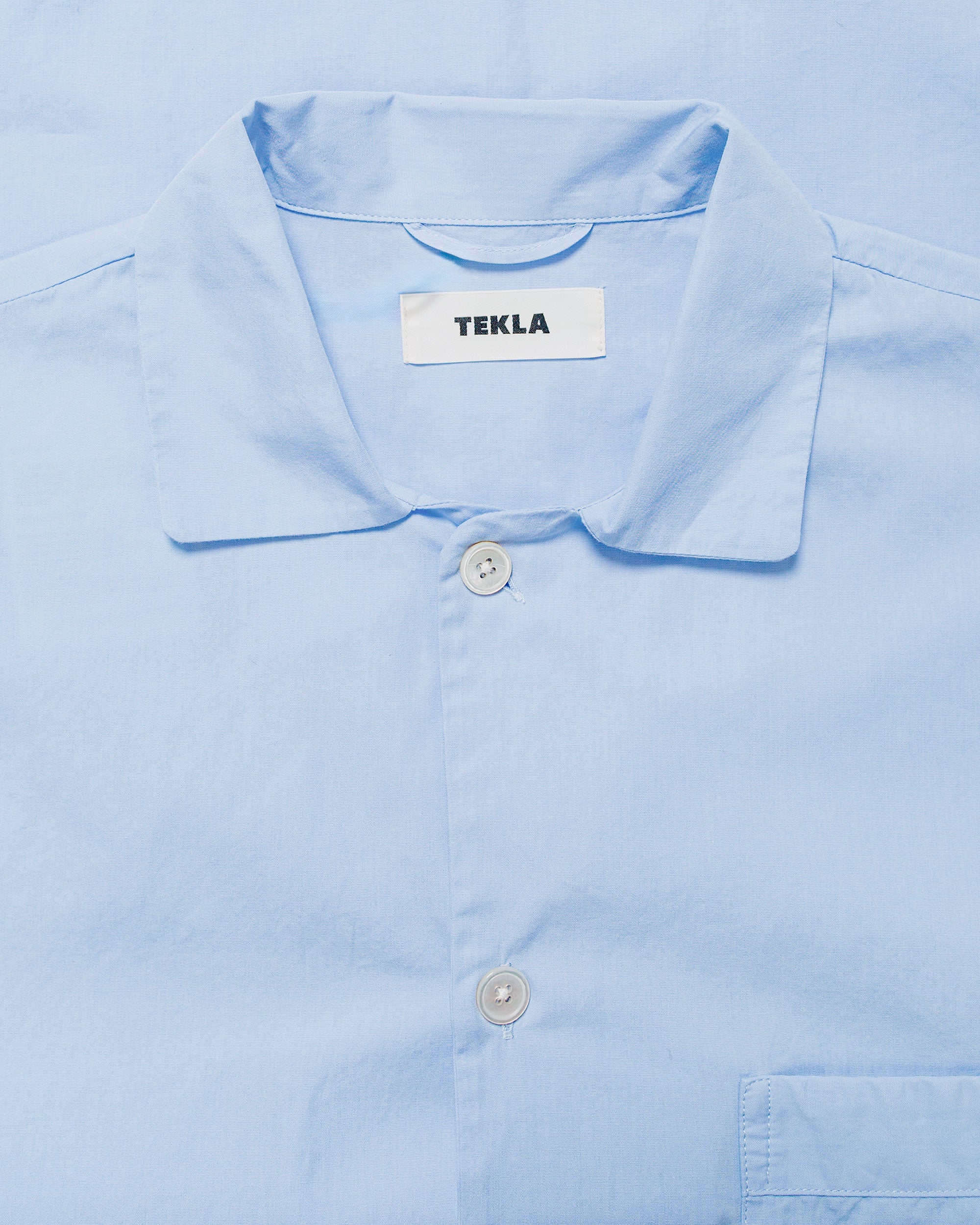 Tekla Poplin Pyjama Shirt Shirt Blue - Image 5