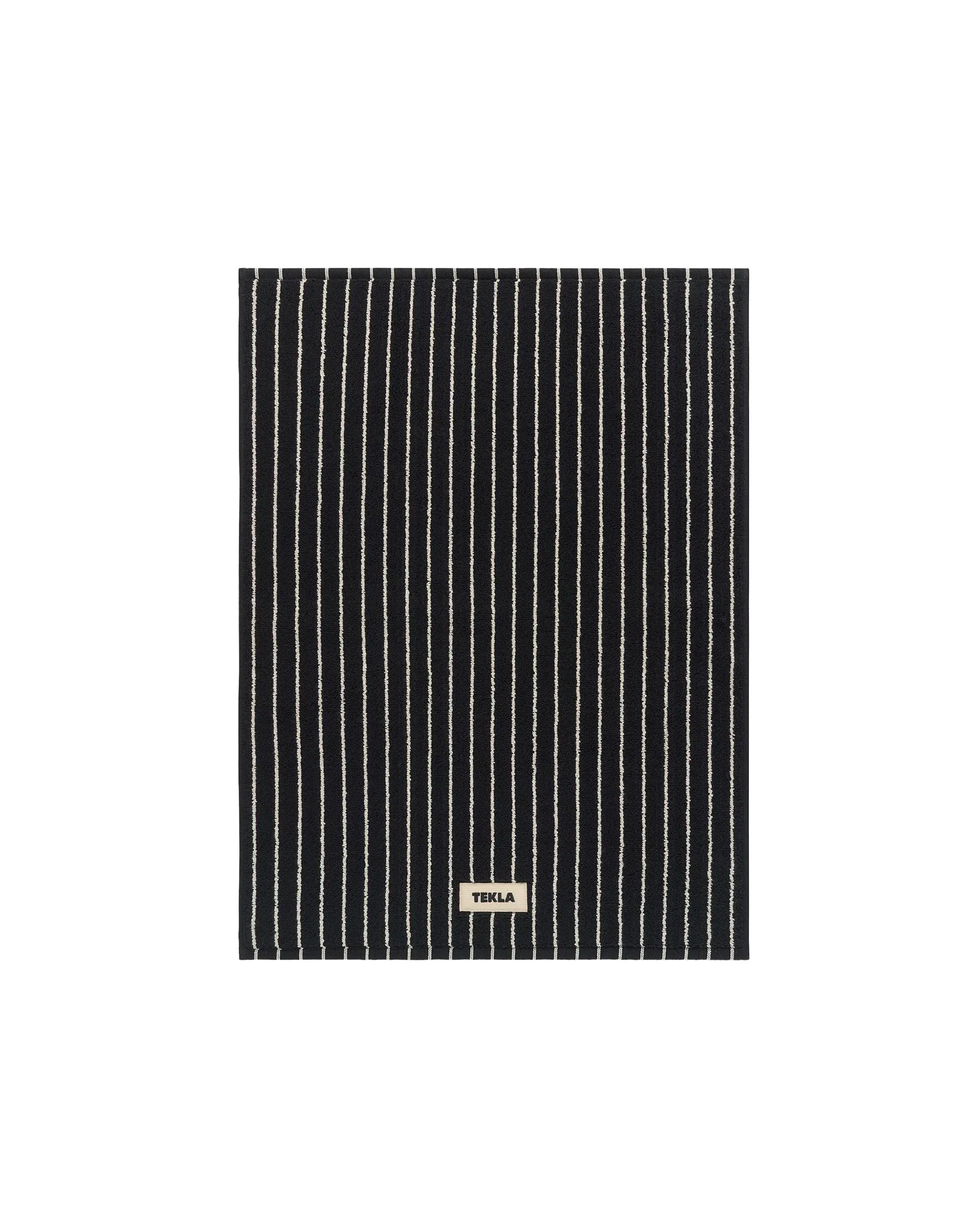 Tekla Terry Bath Mat Black Stripes
