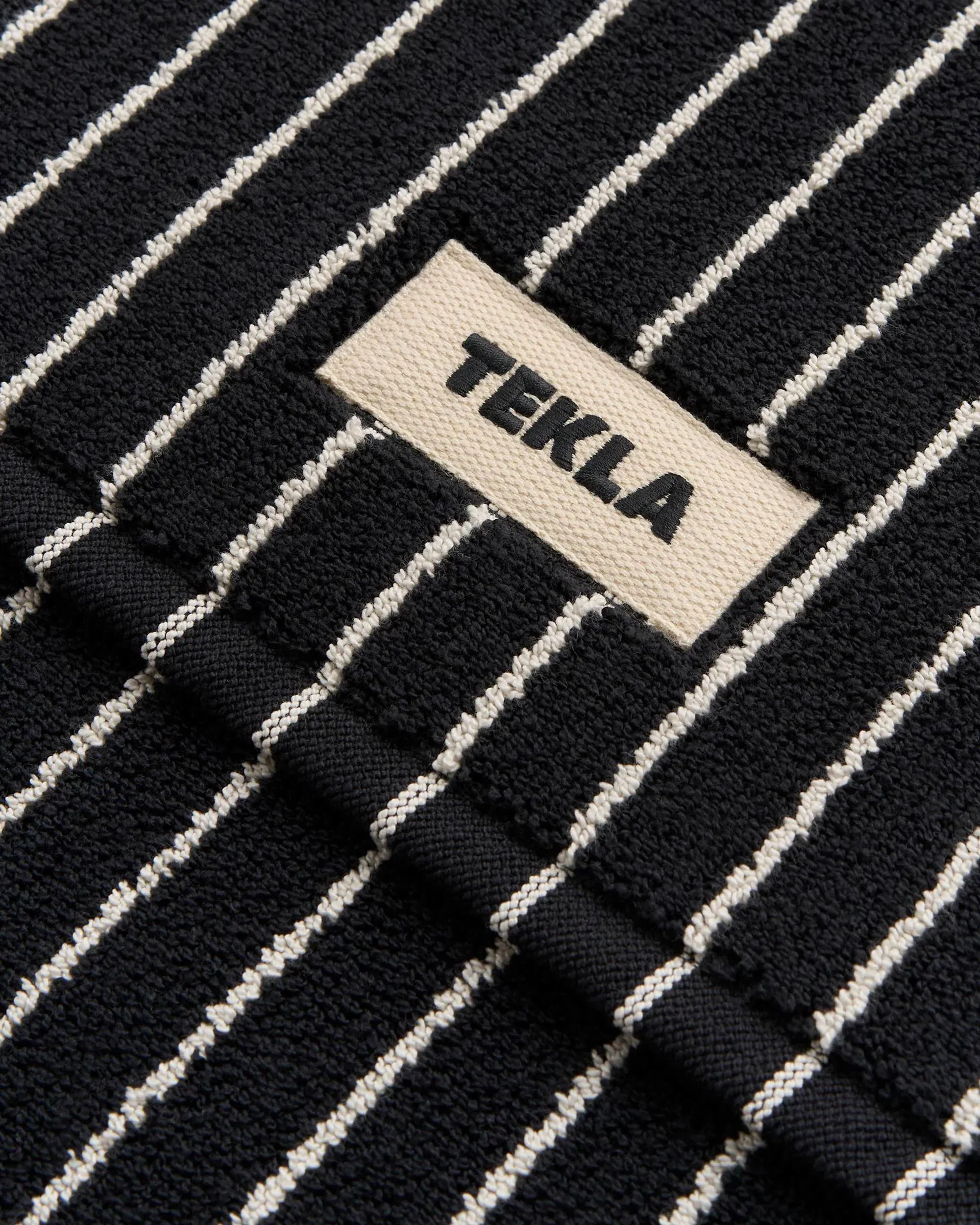 Tekla Terry Bath Mat Black Stripes - Image 2