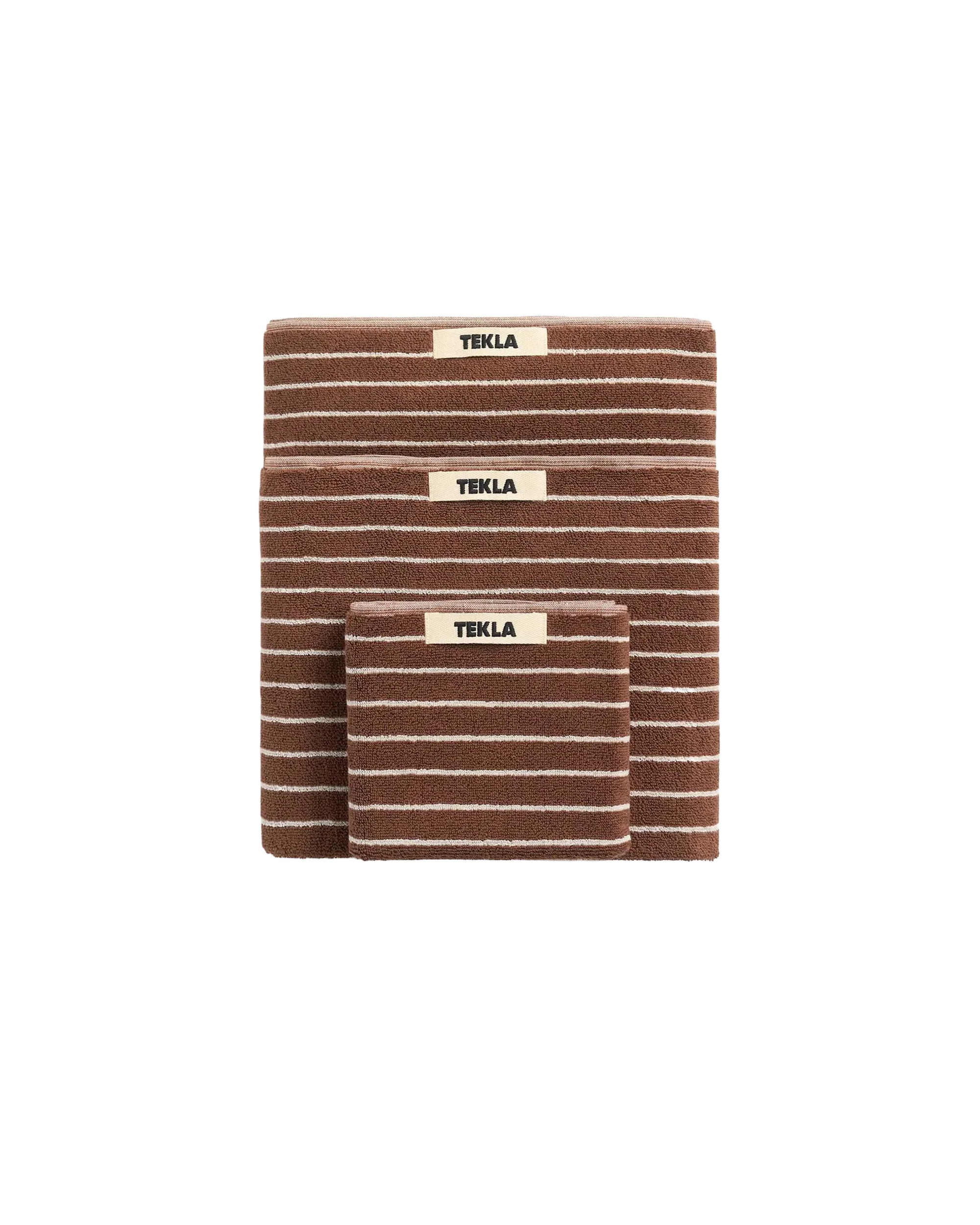 Tekla Terry Bath Towel Rust Stripes