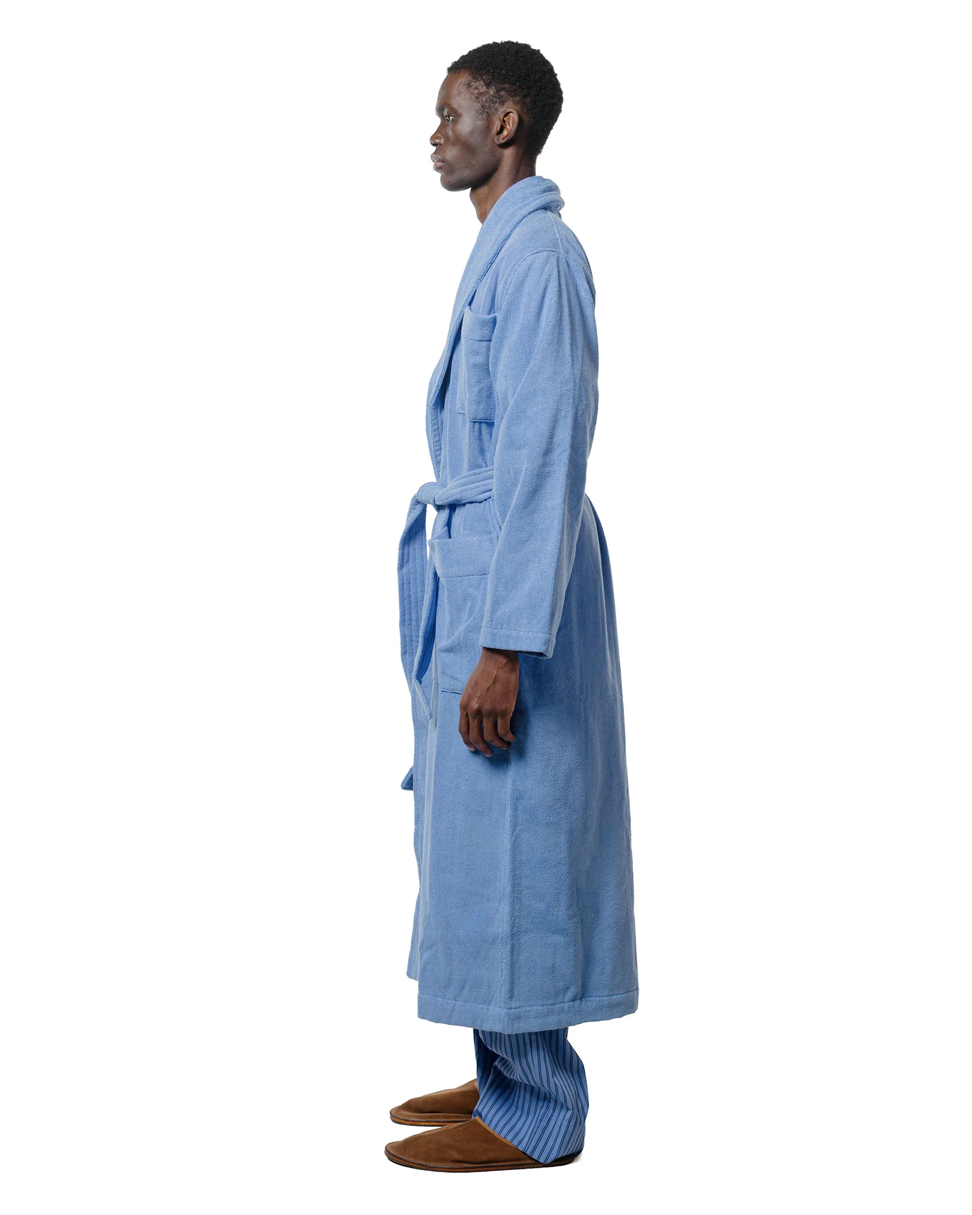 Tekla Terry Classic Bathrobe Clear Blue - Image 3