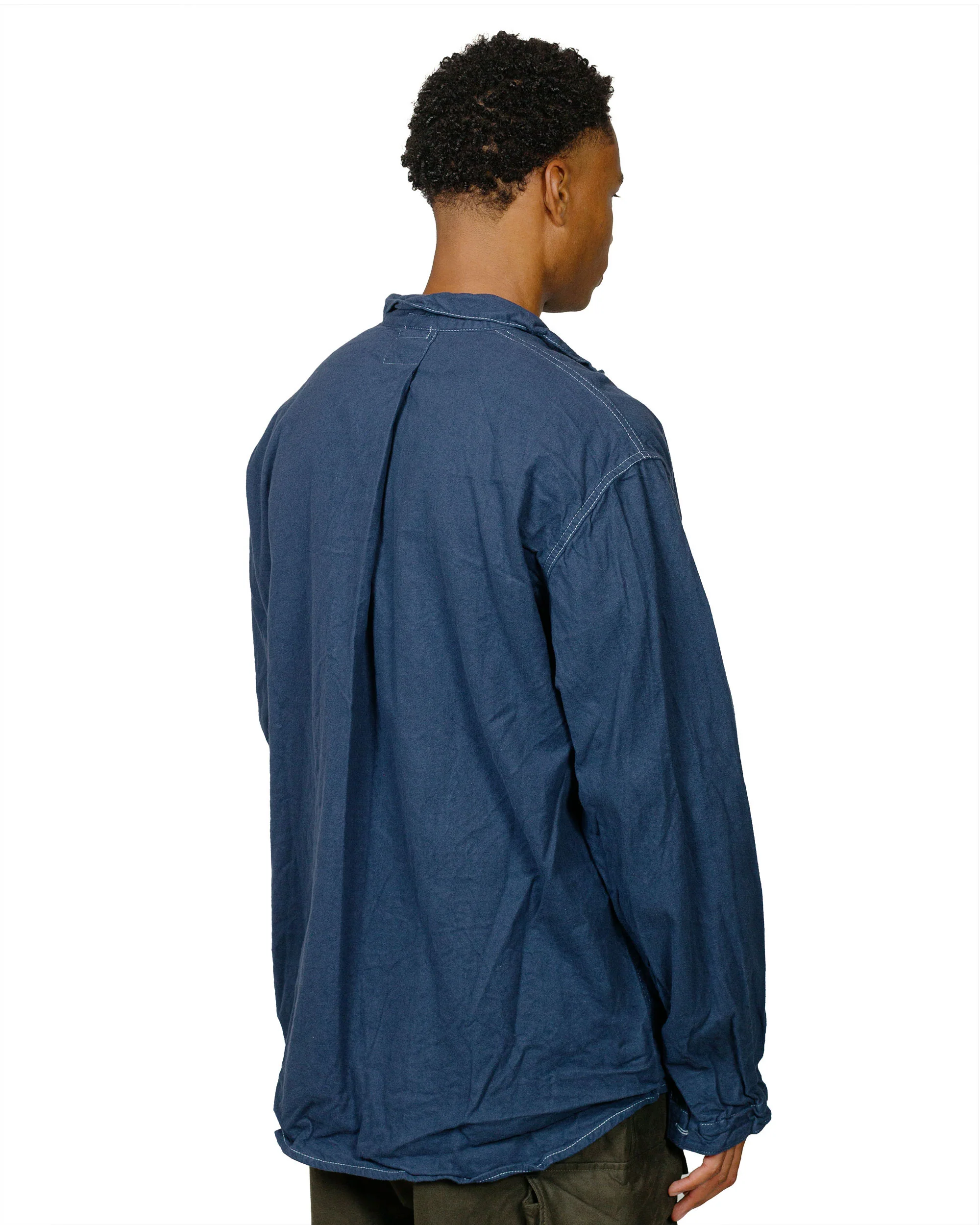 Tender 465 Argyle Chest Pocket Shirt Barge Blue Cotton Flannel Rinsed - Image 3