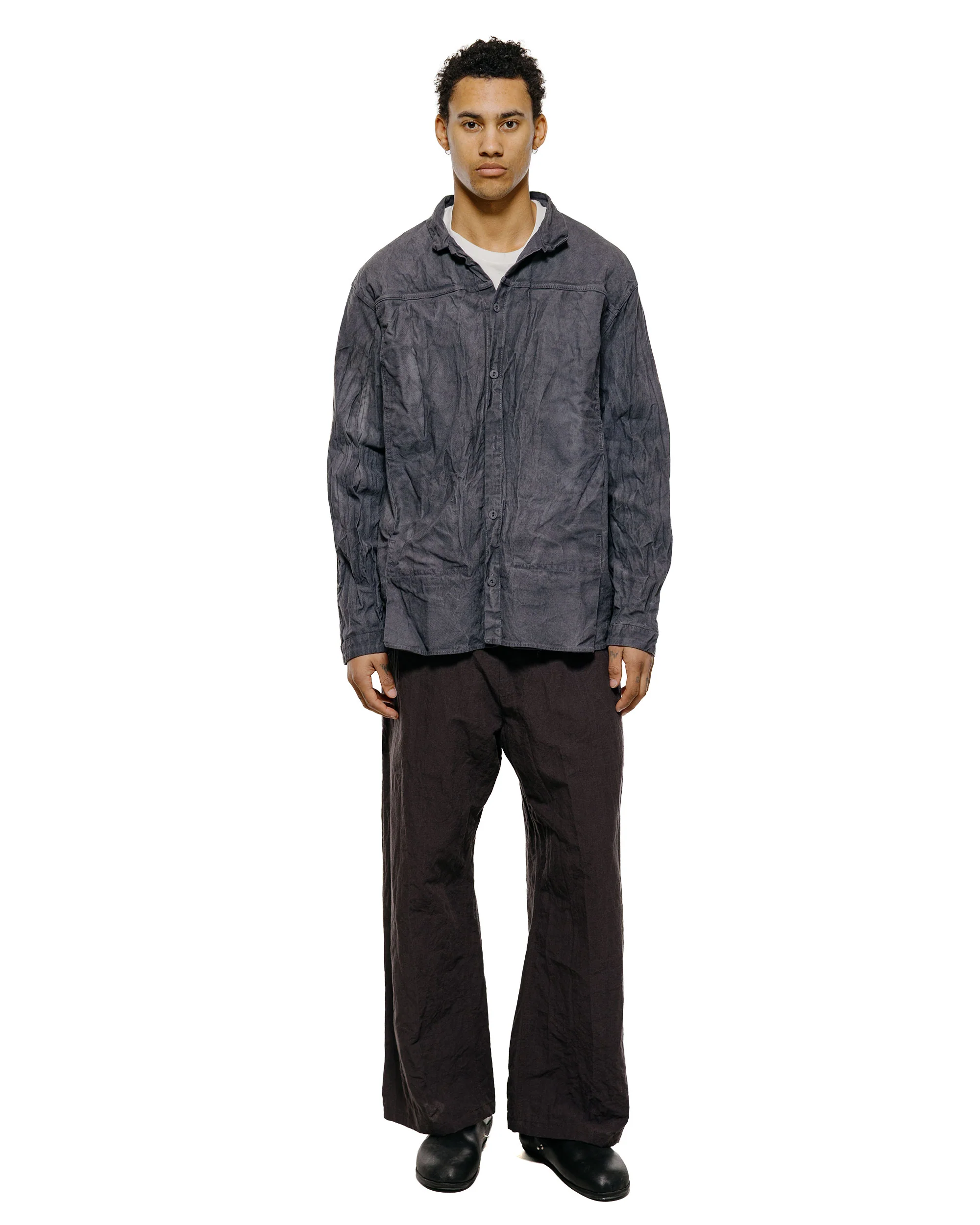Tender Type 401 Pleat Pocket Shirt Cotton Drop Cloth Grey Logwood - Image 4