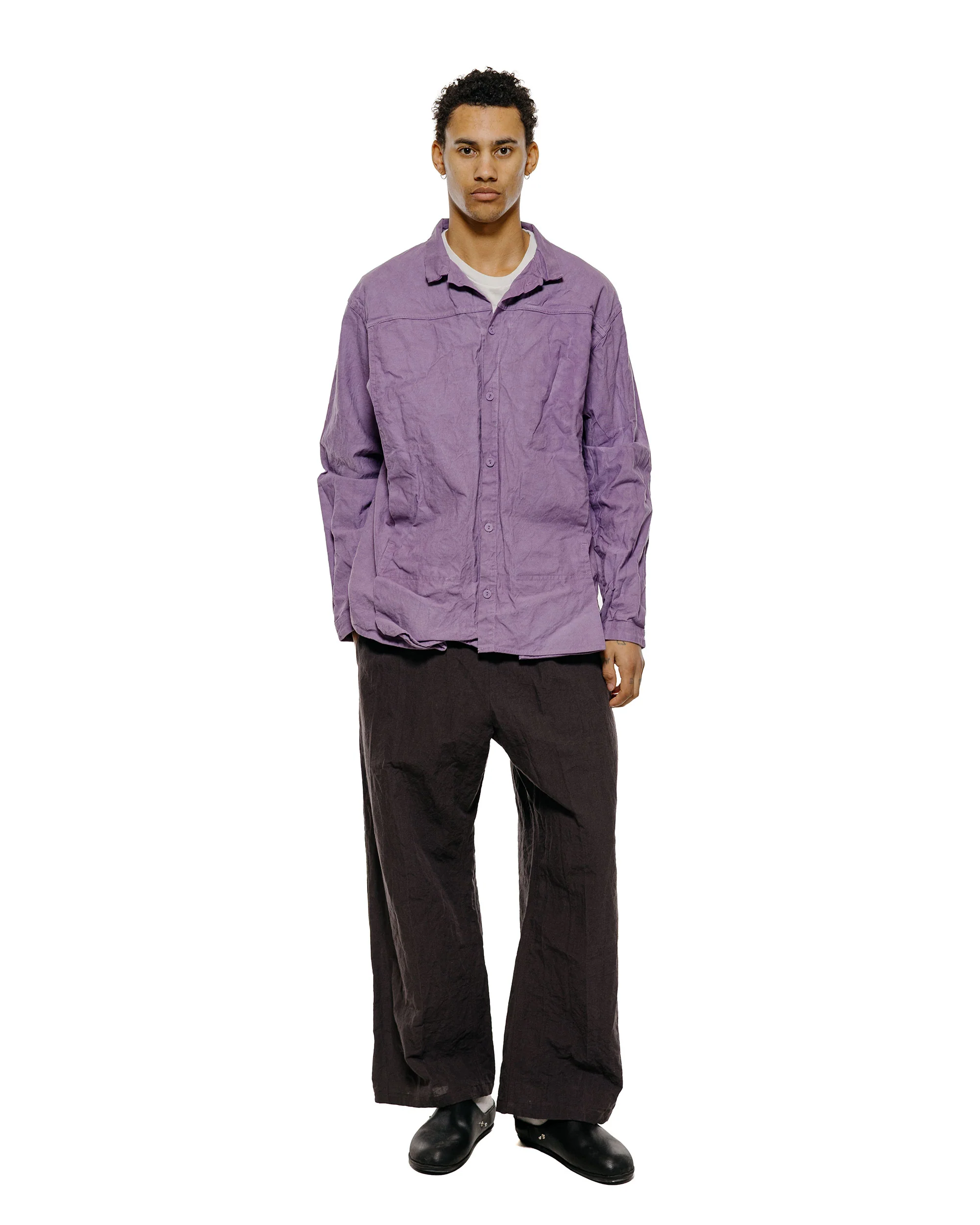 Tender Type 401 Pleat Pocket Shirt Cotton Drop Cloth Purple Logwood - Image 4
