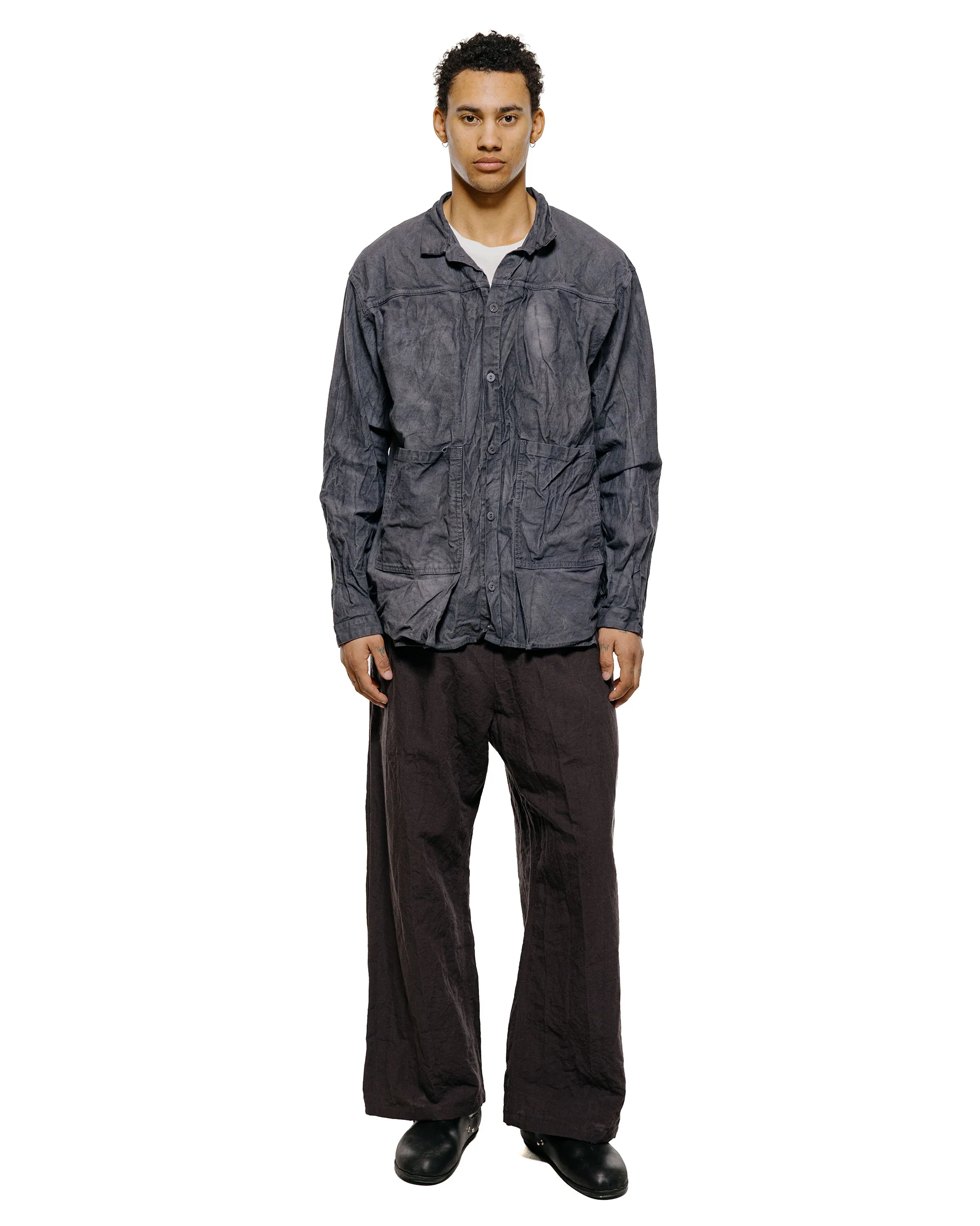 Tender Type 402 Two Birds Shirt Cotton Drop Cloth Grey Logwood - Image 4