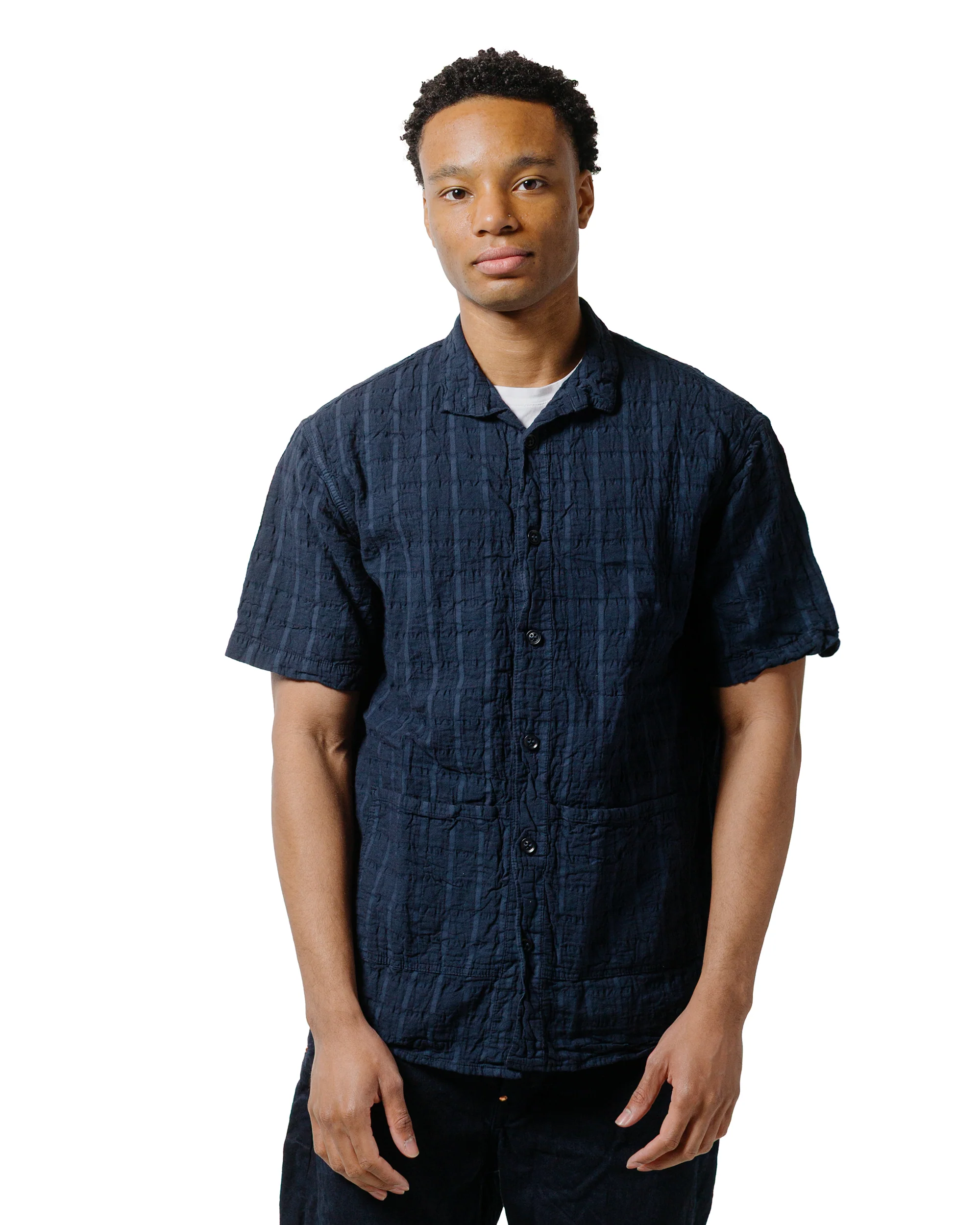 Tender Type 469 Short Sleeve Flipped Collar Shirt Airbag Cambric Hadal Blue - Image 2