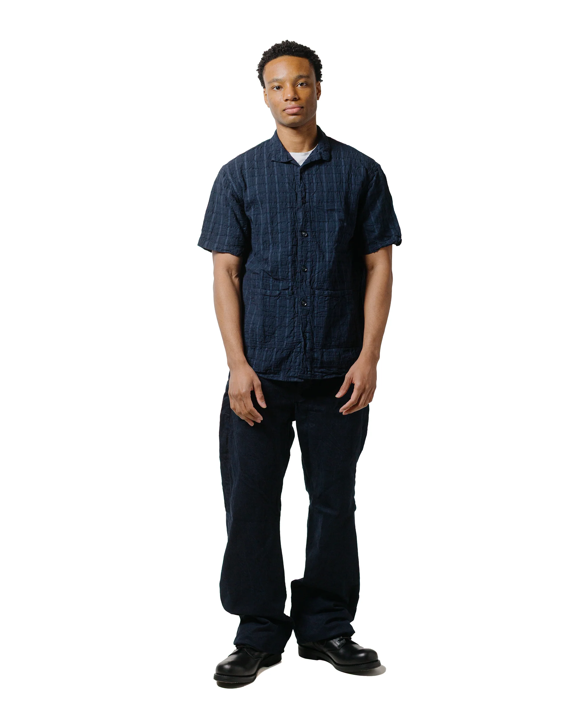 Tender Type 469 Short Sleeve Flipped Collar Shirt Airbag Cambric Hadal Blue - Image 4