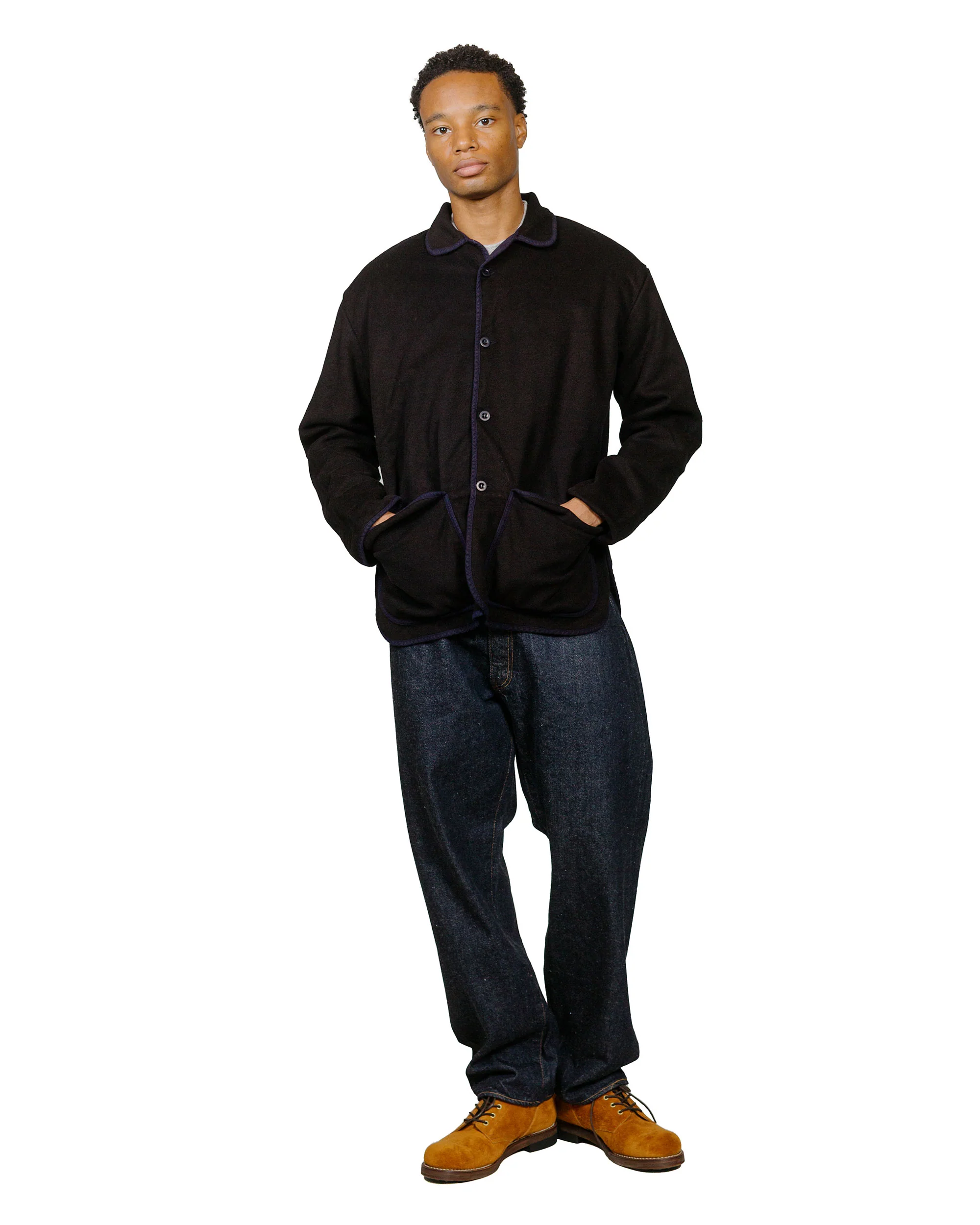 Tender Type 942 Lobster Tail Jacket Black Wool Baize Hadal Blue - Image 4