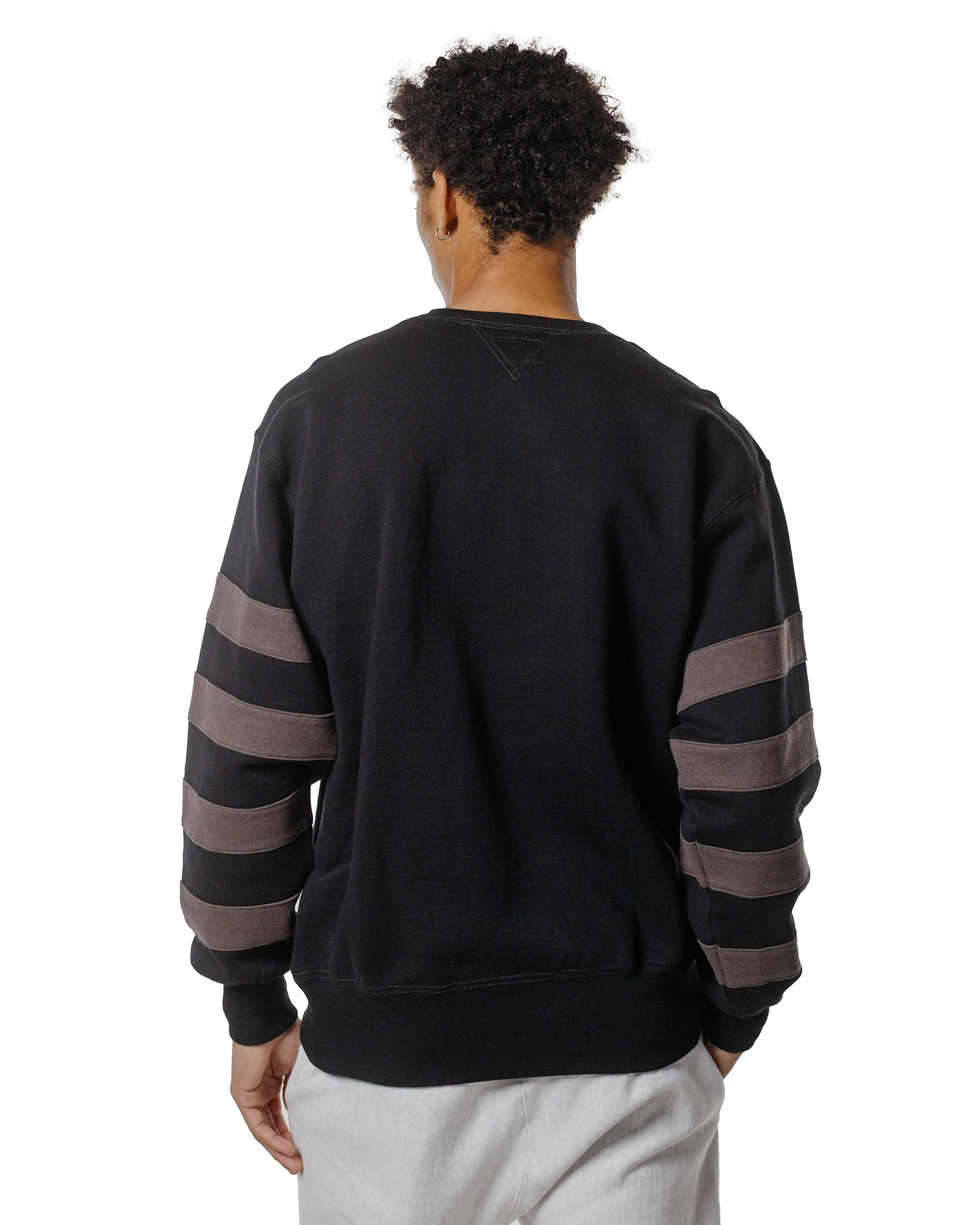 The Real McCoy’s BC25101 Buco Striped-Sleeve Sweatshirt Black Charcoal - Image 3