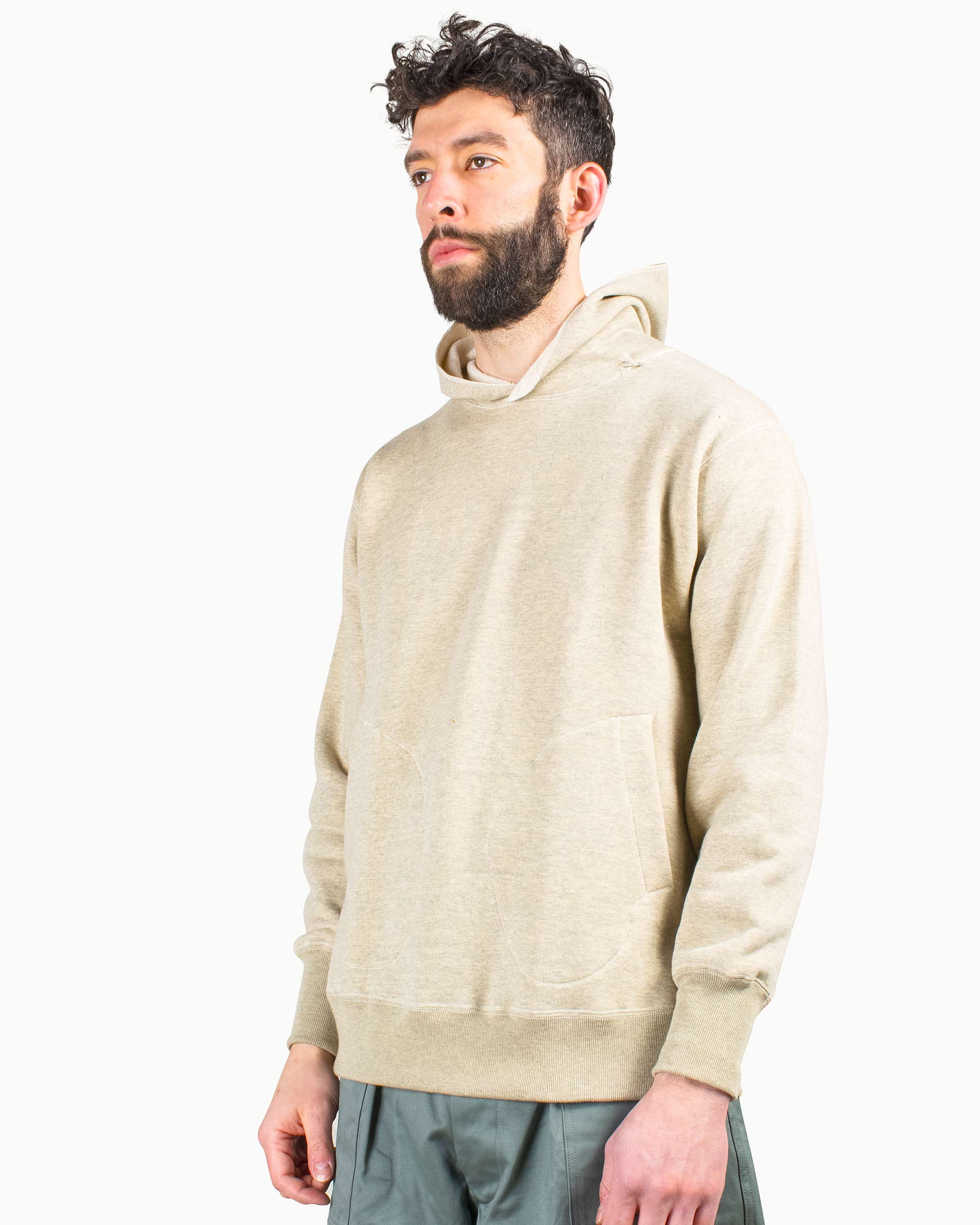 The Real McCoy’s MC22112 Boxing Glove Pocket Hooded Sweatshirt Oatmeal - Image 4
